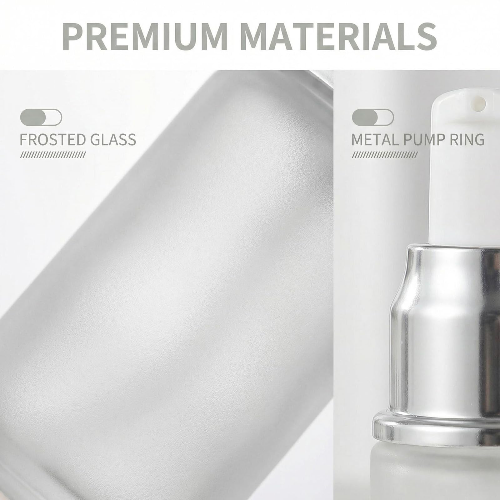 Happyupcity 3 flaconi vuoti da 15 ml in vetro smerigliato trasparente con pompa per lozioni, cosmetici, contenitori da viaggio, dispenser per crema, emulsione, fondotinta, toner
