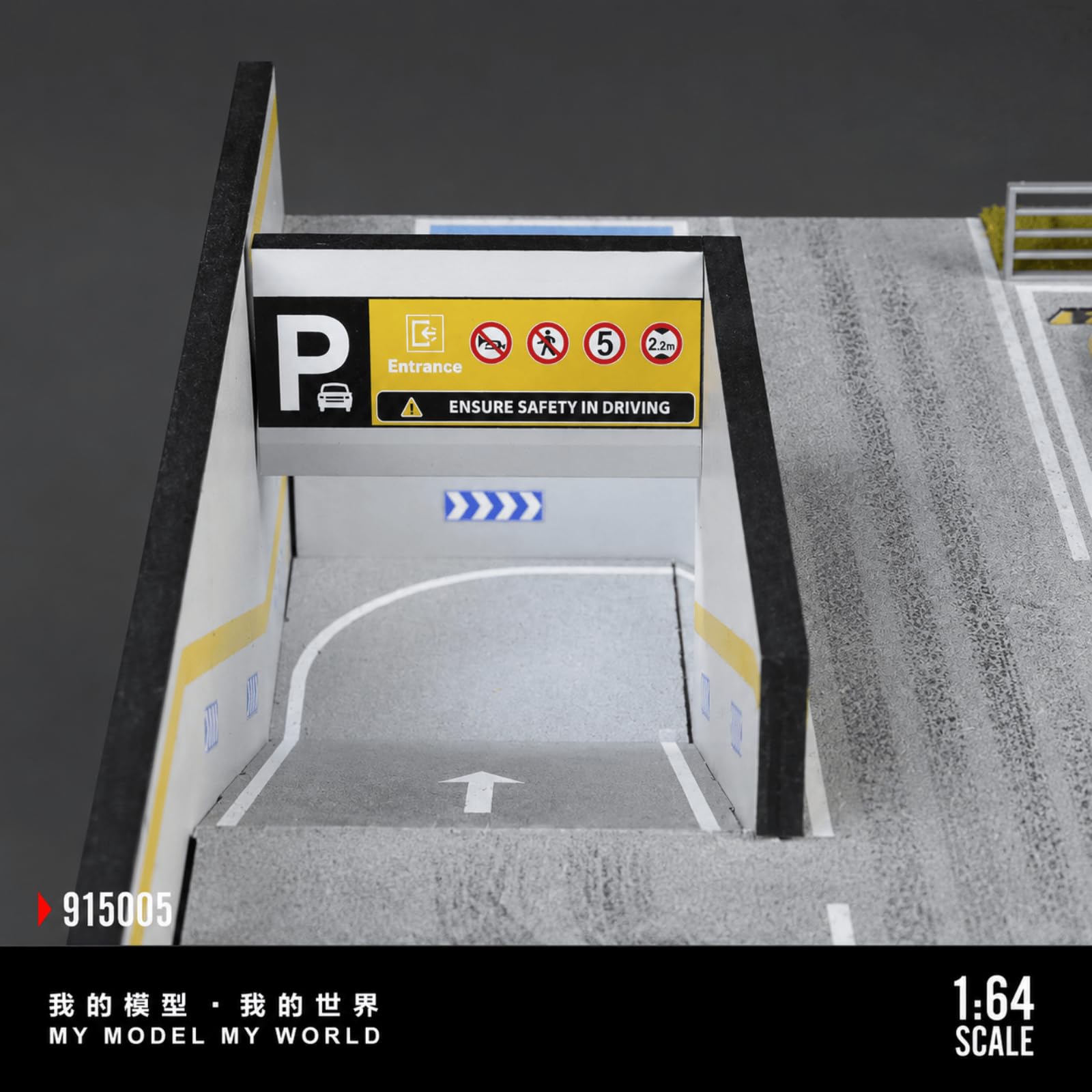 Miroir diorama 1:64 modèle de garage, modèle de scène de voiture moulé sous pression, éclairage LED pour stationnement de ville, modèle de bâtiment (garage 05)