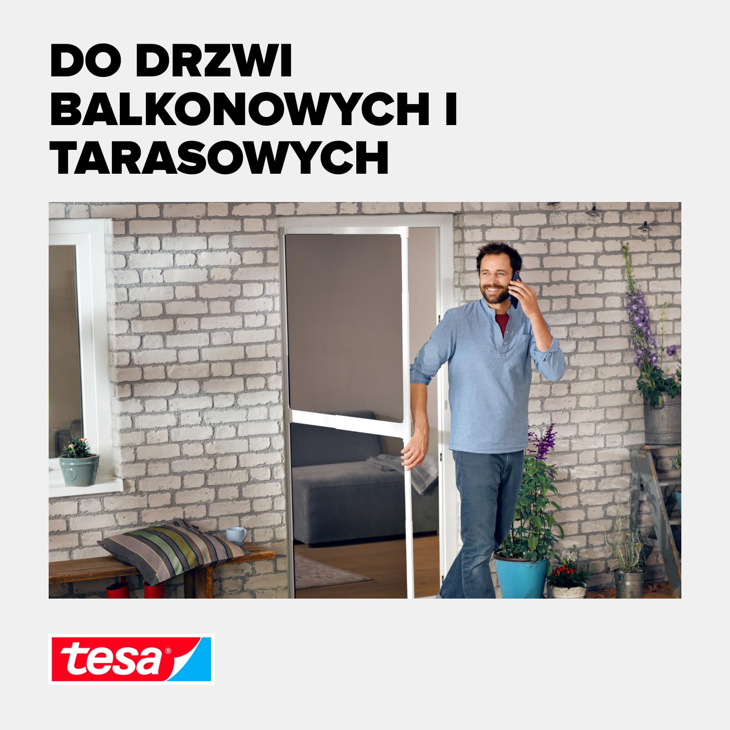 adapter do tesa Aluminiowa rama drzwi Insect Stop FALT - zacisk drzwiowy do montażu ościeżnic chroniących przed owadami bez wiercenia lub wkręcania - antracyt