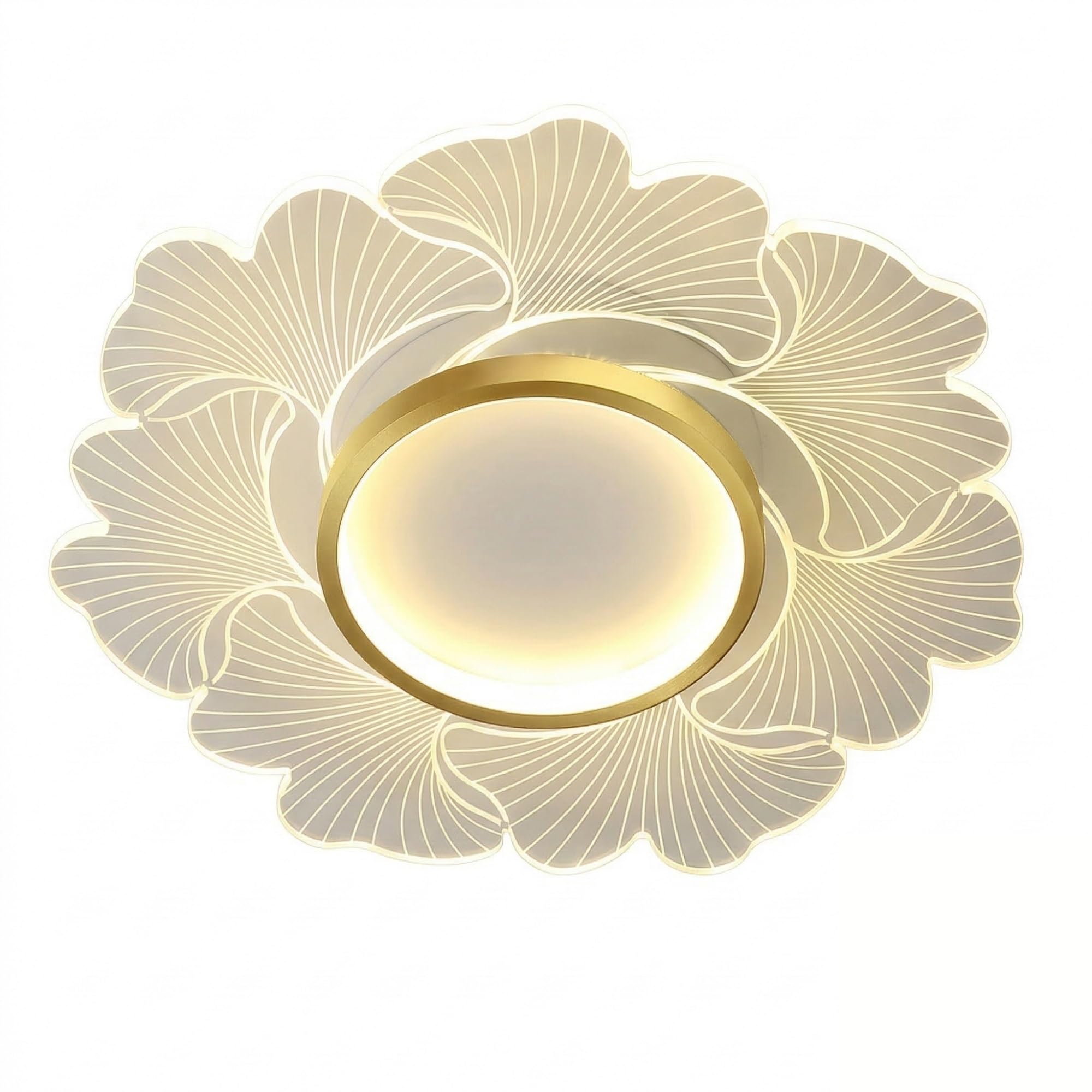 NHPJFDC Ginkgo Leaf Flush Mount Ceiling Light, Gold Petal Acrylic Bedroom Lamp, Floral Fixture for Living Room, Study Room, Hallway, Entryway, Apartment Foyer, Dining Area Residential(Gold,Small)