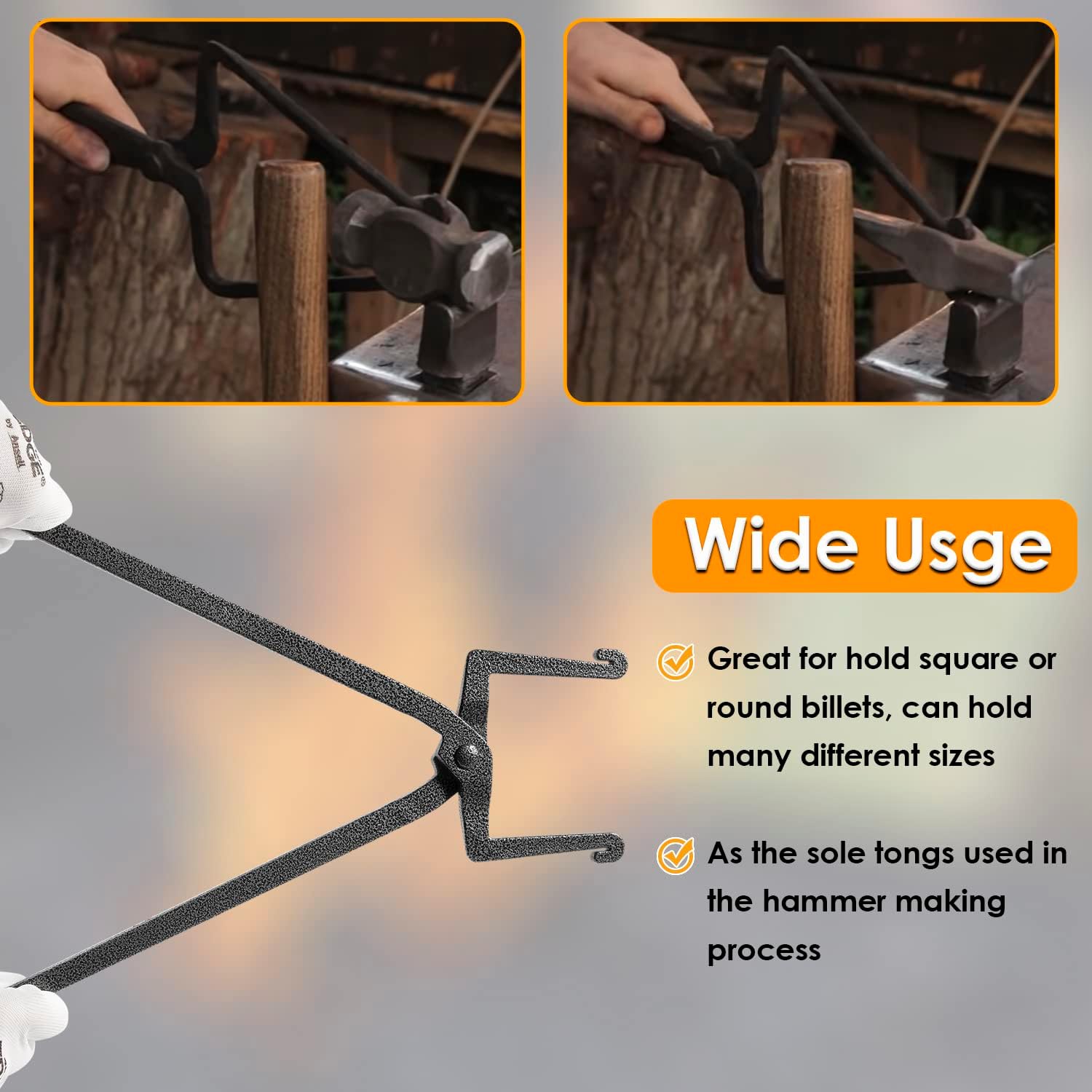 Blacksmith Pick Up Tongs Hammer Tongs Axe Eye Tongs for Beginner & Professional Blacksmiths Hammer, Axes & Small Sledges Making