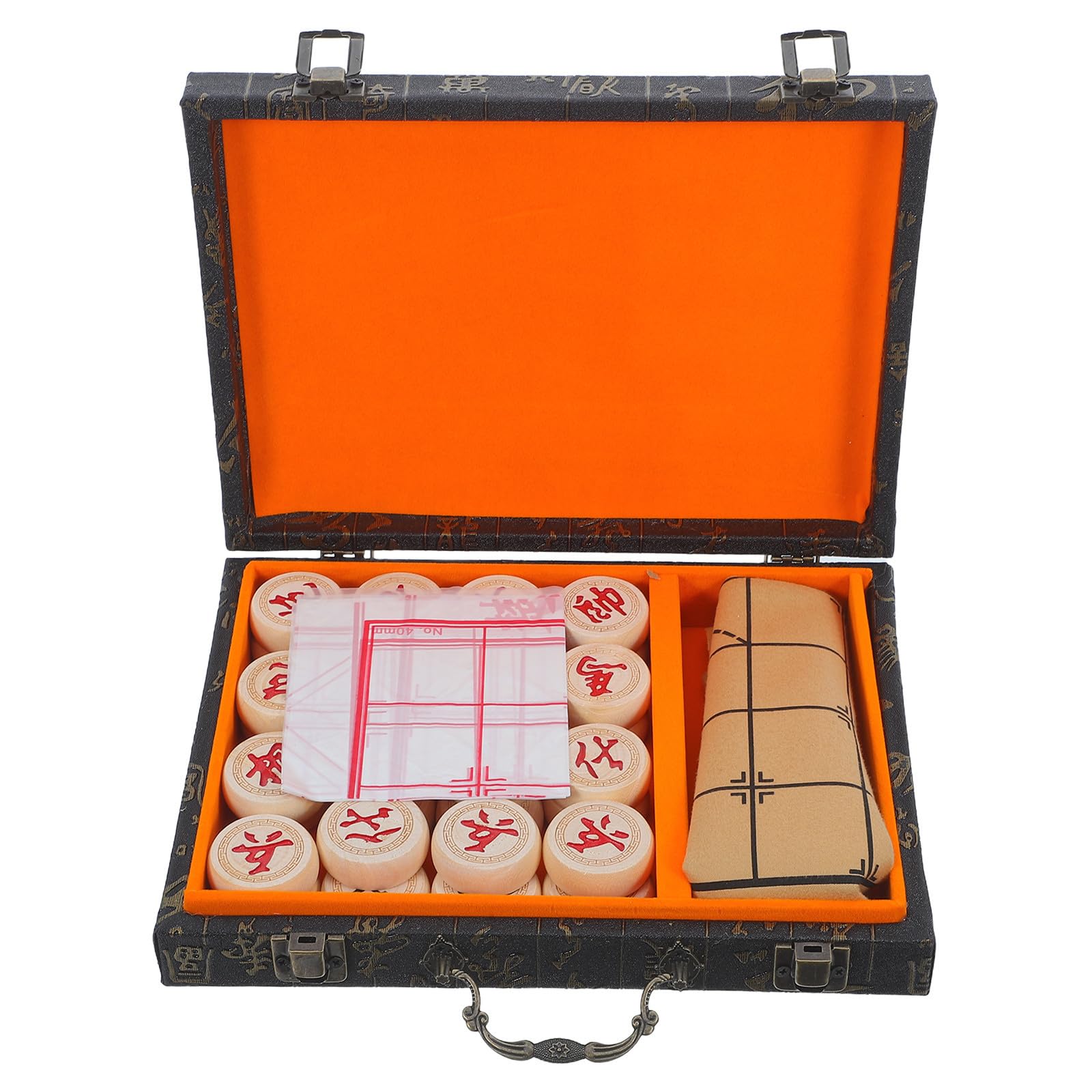VICASKY Juego de Ajedrez Artesanal y Decorativo de Madera Maciza con Tablero PU y Piezas de Aleación de Zinc Redondas para Oficinas y Actividades al Aire Libre