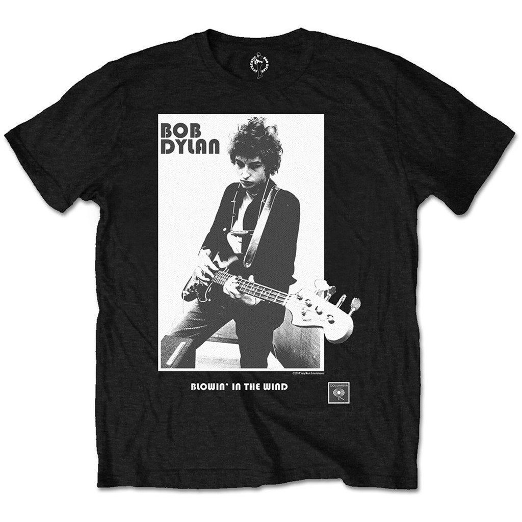 Tee Shack Men's Black Bob Dylan Blowin In The Wind Rock Official Tee T-Shirt Unisex (Large)