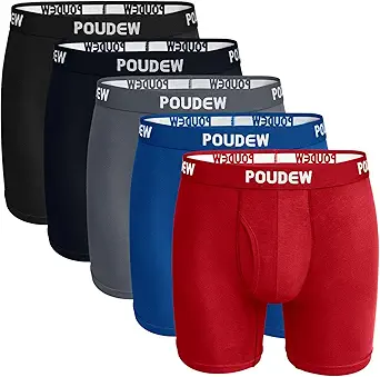 POUDEW men's underwear, tagless viscose boxer briefs (pack of 5)