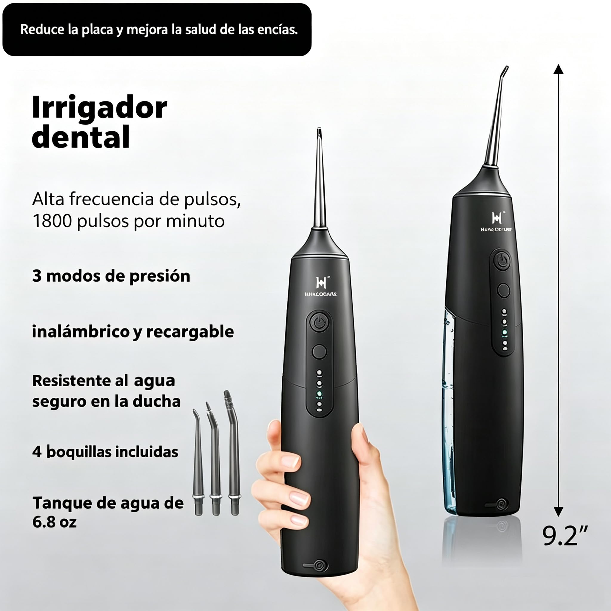 Irrigador Dental y Cepillo de Dientes Eléctrico 2 en 1 – Kit de Limpieza Bucal con Irrigador Portátil y Cepillo Sónico – IPX7, 3 Modos de Agua, 4 Modos de Cepillado para una Higiene Oral Completa