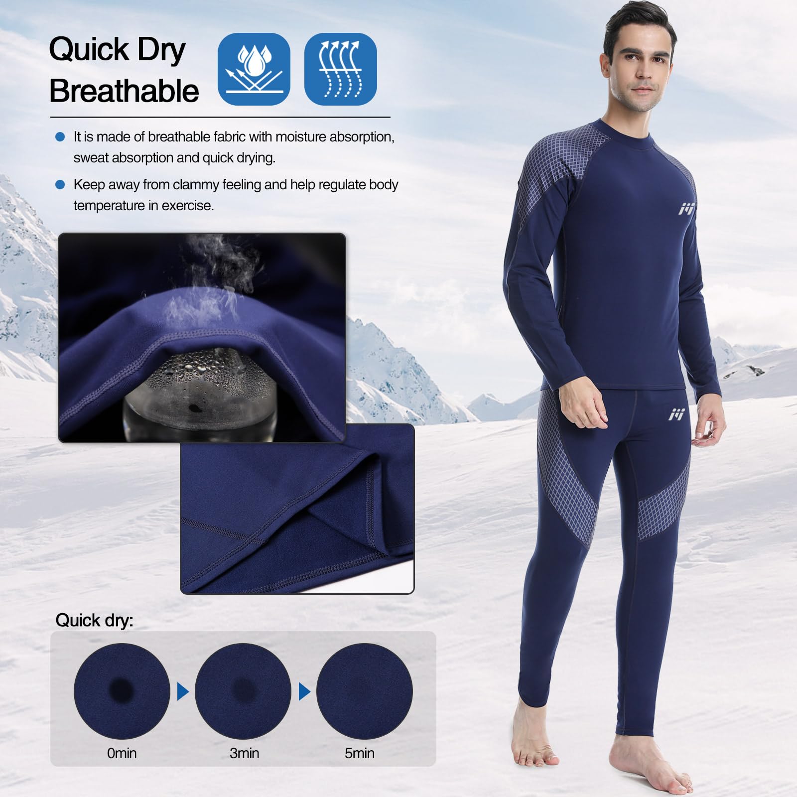 MEETWEE Biancheria Intima Termica Set Uomo, Antivento Funzionale Base Layer Asciugatura Rapida Maniche Lunghe Maglia Termica & Pantaloni per Invernali Sportiva Sci Allenamento Corsa Ciclismo