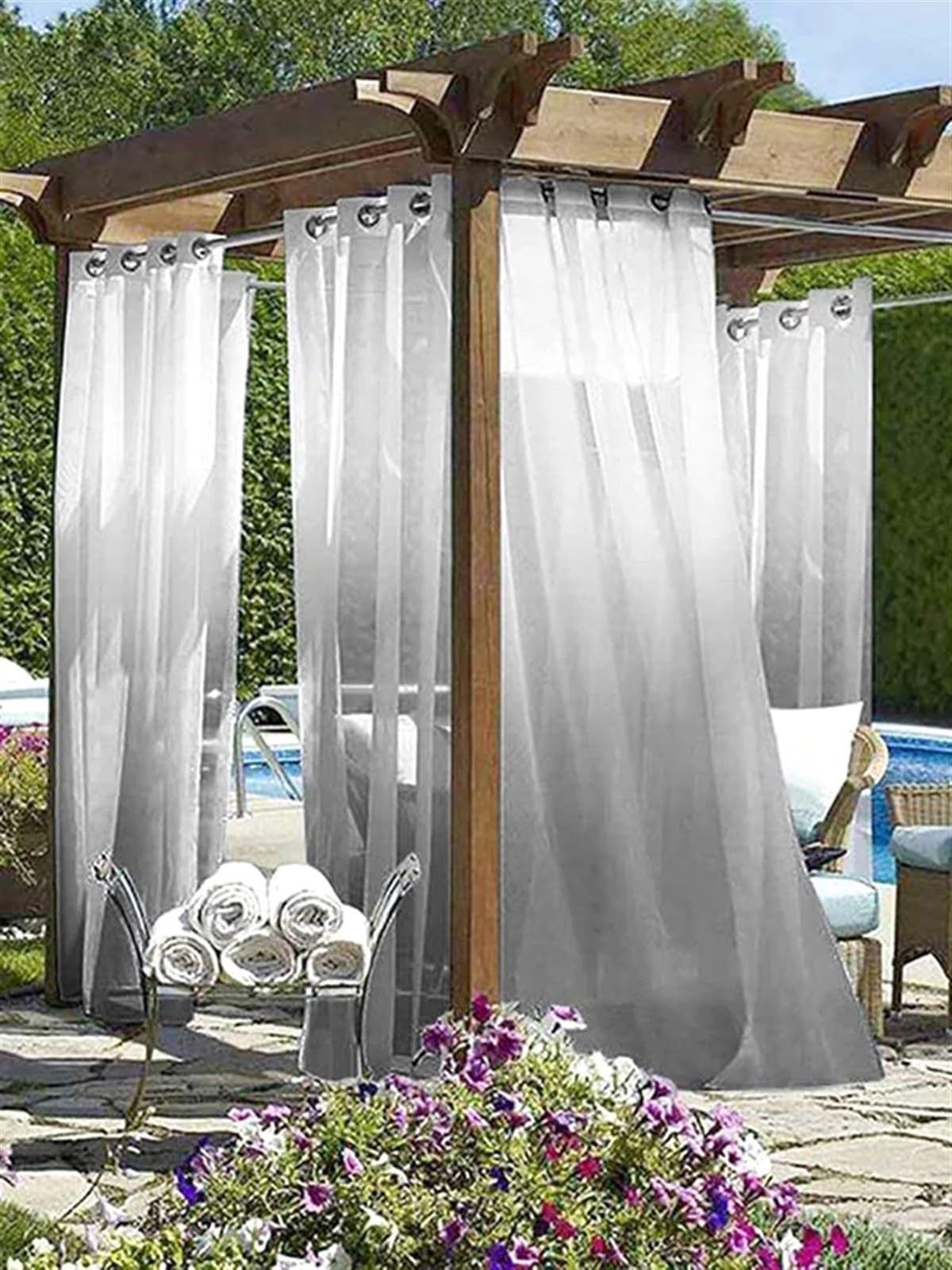 Tende antivento per pergola da esterno, tende velate da giardino per gazebo e patio, tendaggi per finestre in tulle per soggiorno e camera da letto (verde, 132 x 259 cm)