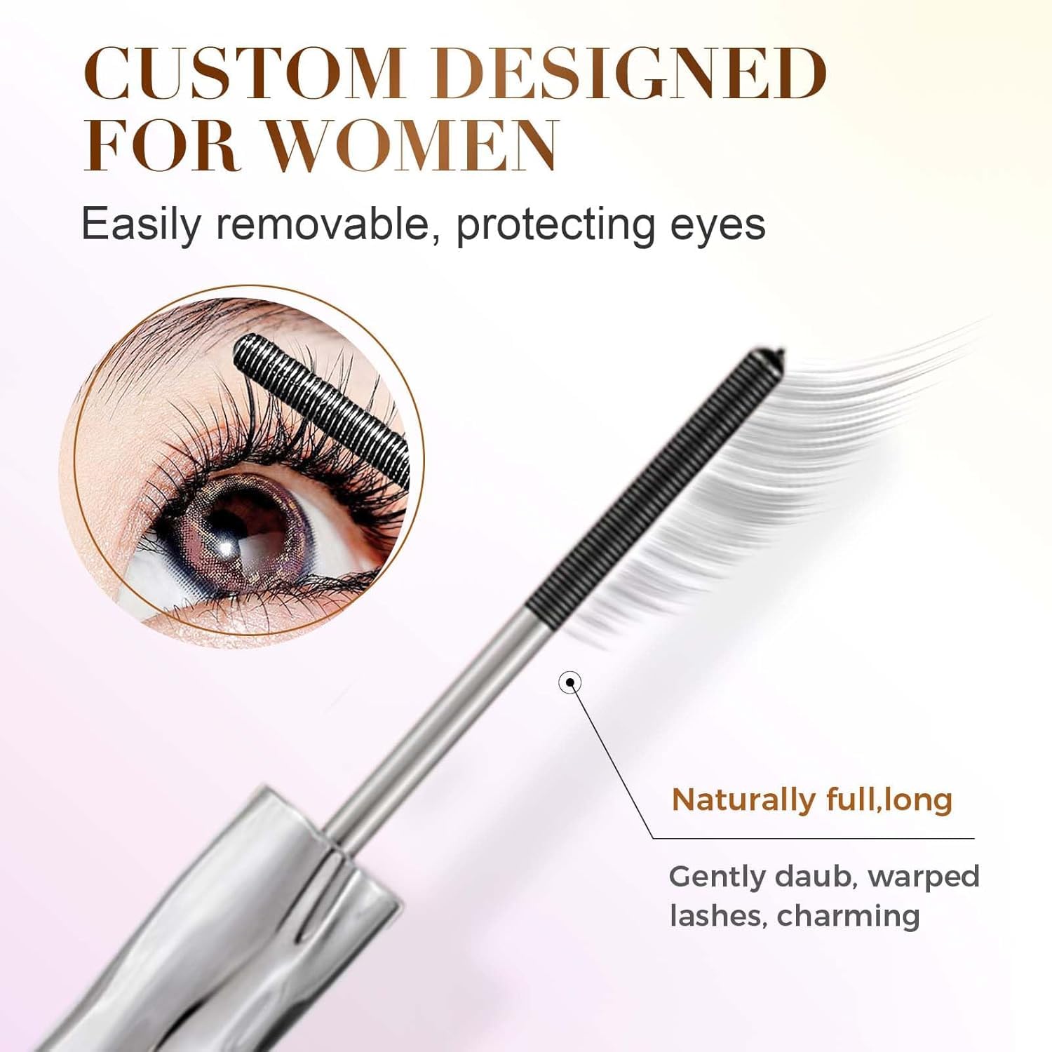 Iron Eye Mascara,Waschbare Metal Wand Mascara - Schwarz Wimperntusche 3D Super Curling,Lang anhaltendes Volumen & klumpenfrei mit wischfesten Pigmenten-(2Pack)