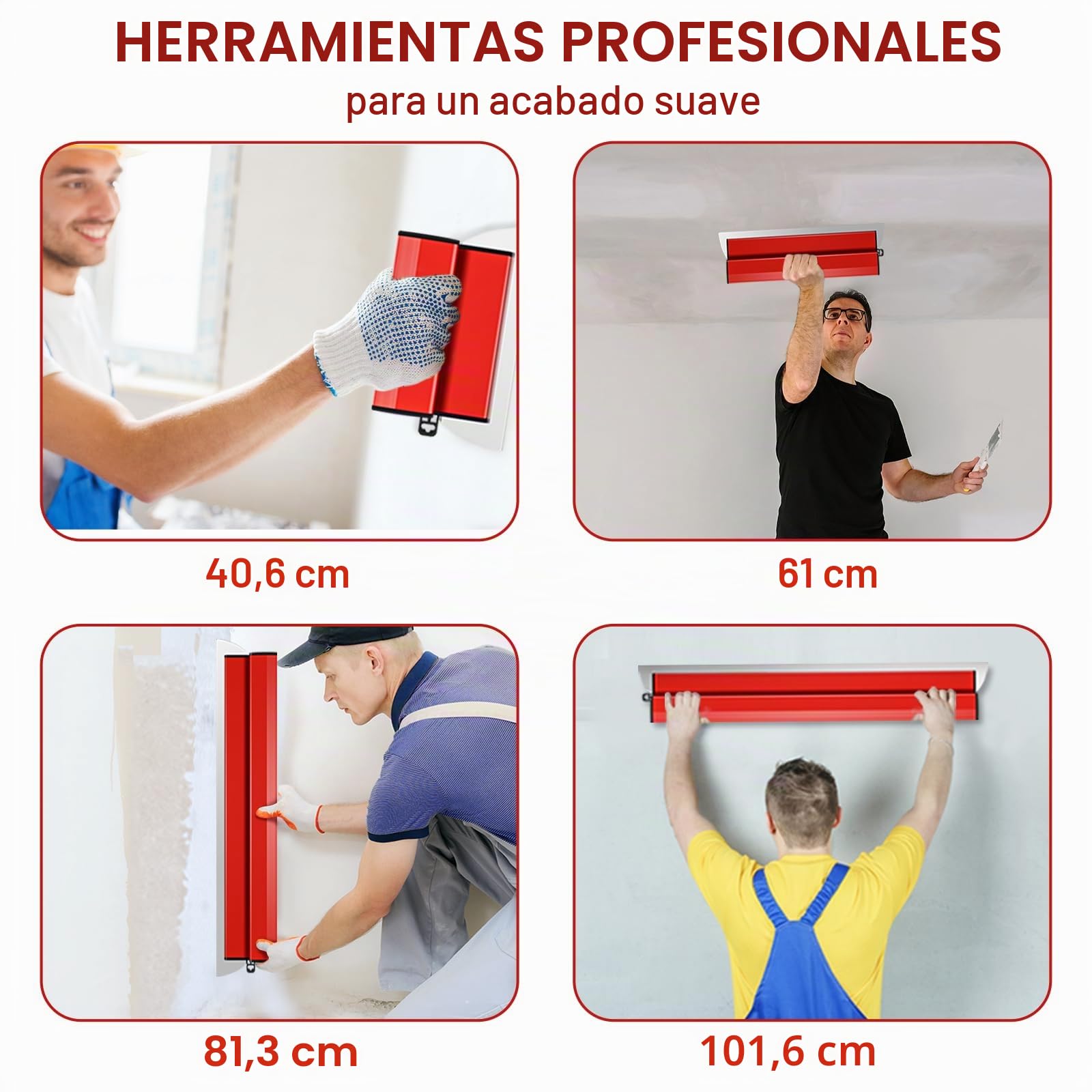 DEKEonesEspátula de alisado de 80 cm, espátula de acero inoxidable para alisar paneles de yeso para áreas de trabajo grandes, herramienta de construcción