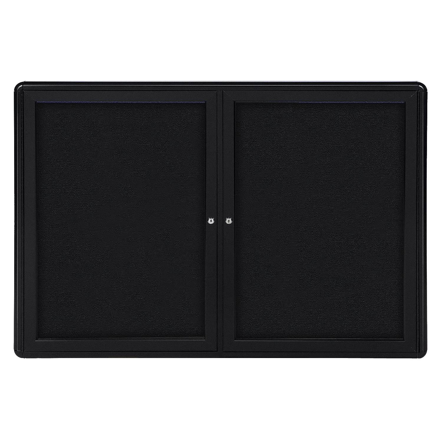 34"x47" 2-Door Ovation Bulletin Board, Black Fabric, Black Frame