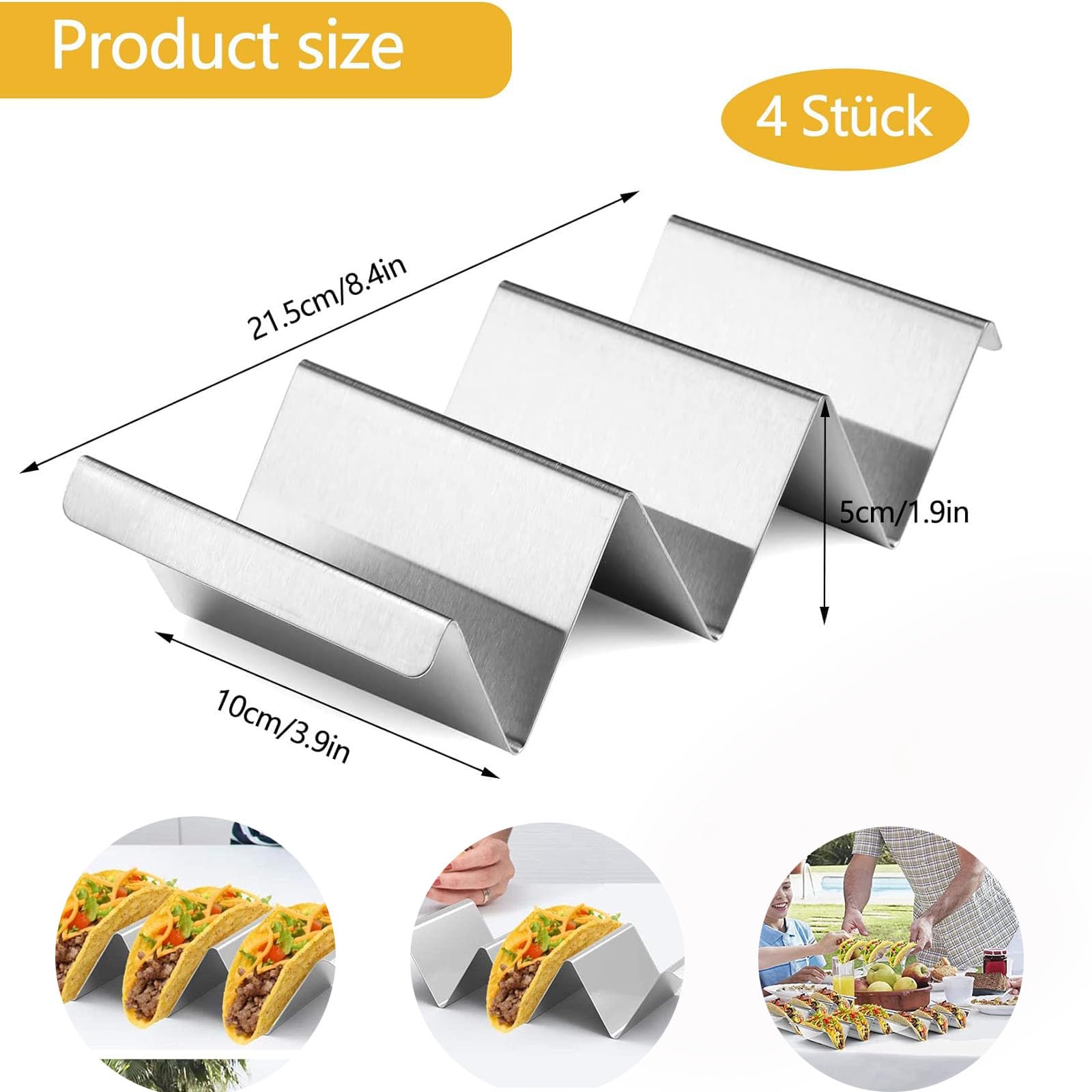 Lot De 4 Supports U00e0 Tacos En Acier Inoxydable