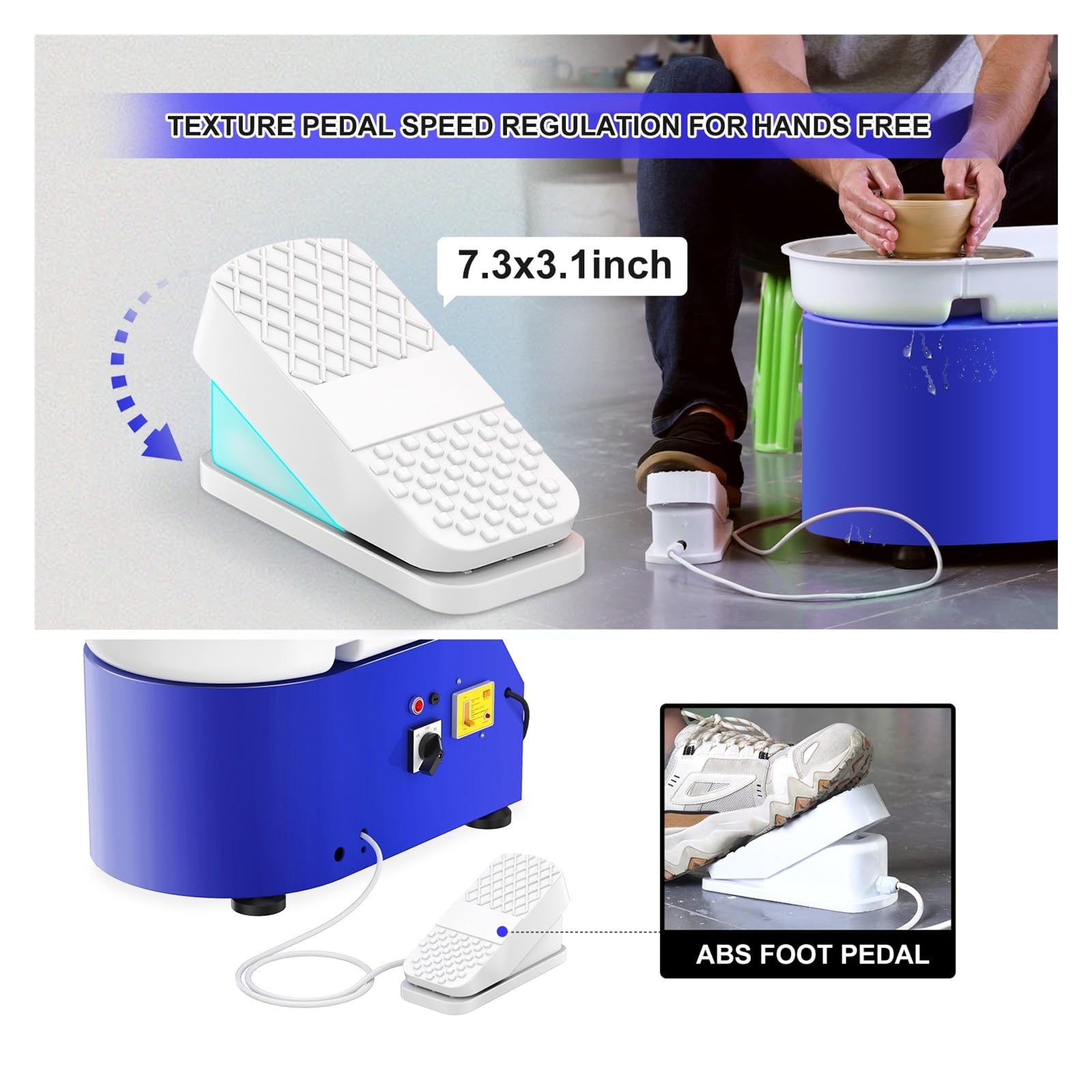Torno de cerámica eléctrico sin escobillas de 350 W y 25 cm para estudiantes aficionados. Torno de cerámica eléctrico Ceic, herramienta de modelado con pedal, más potente y eficiente (Rosso X).