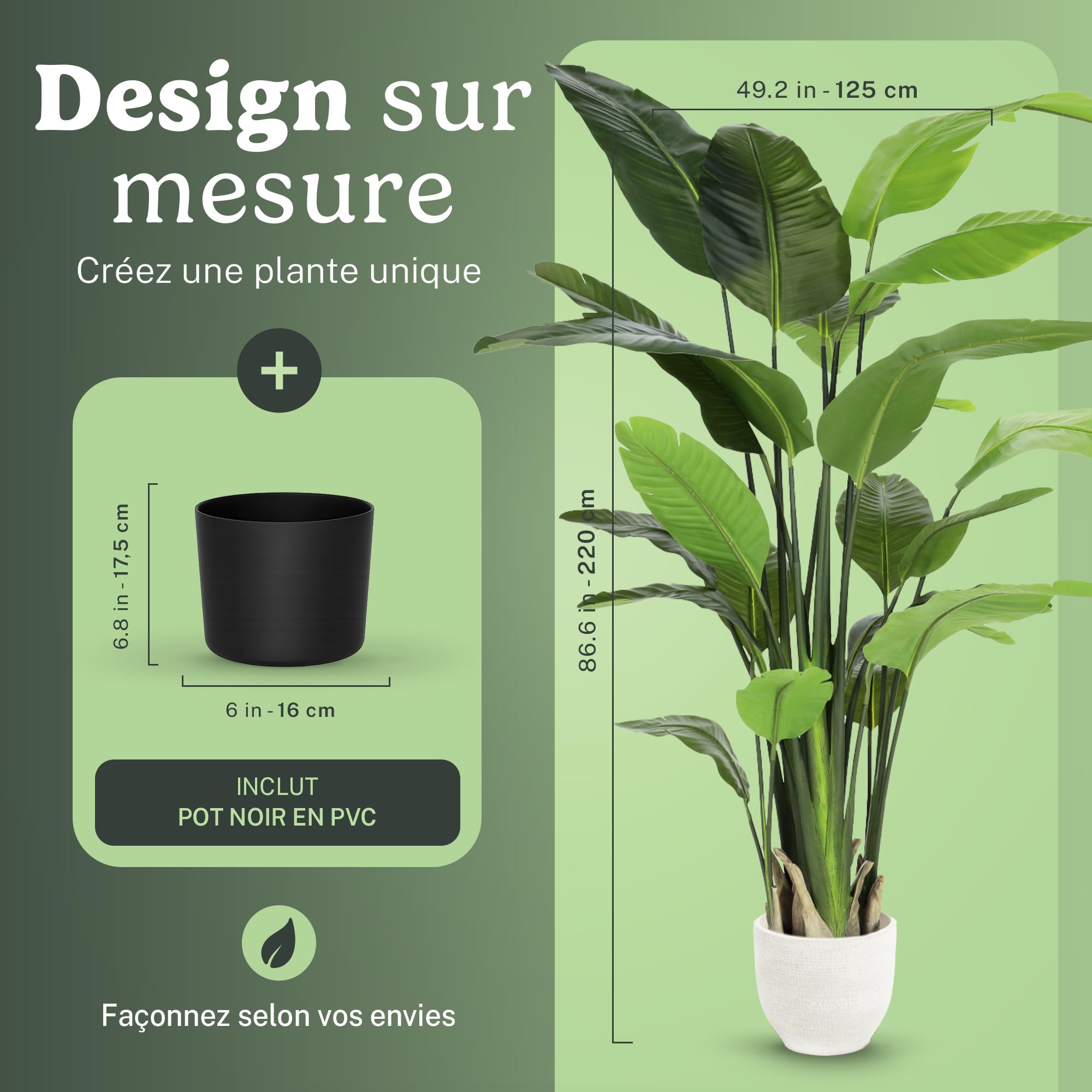 Maia Shop Oiseau de Paradis Artificiel 210 cm - Faux Arbre d'Intérieur