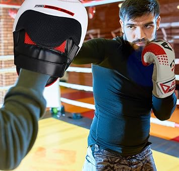 AQF Boxing Pads Adult, Muay Thai Training Focus Pads, Rex Leather Kickboxing Foam Pads
