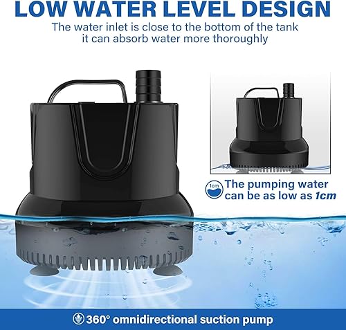 Miniatura 3 de Simple Deluxe Bomba sumergible de fuente de agua de 660 GPH (2500 LH, 45 W), bomba de acuario de cambio de agua rápido, elevación de 8.2 pies, para