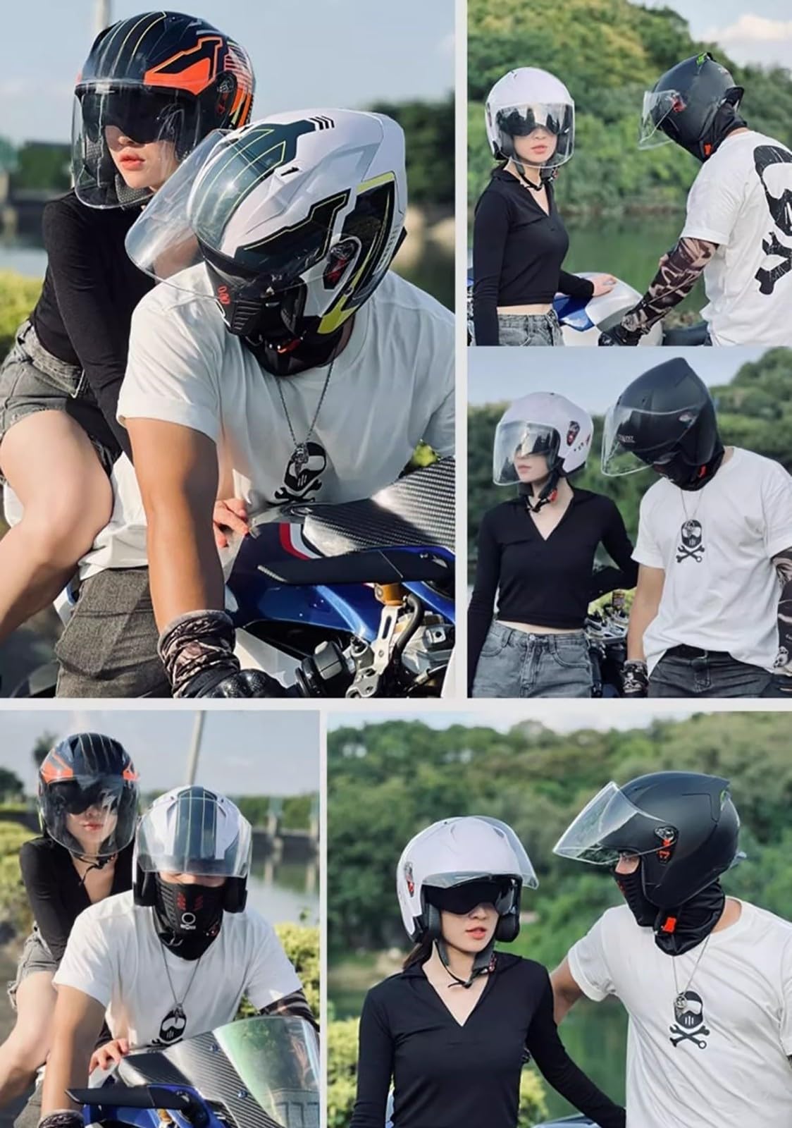 Kask motocyklowy, otwarty, z podwójną osłoną przeciwsłoneczną, kask rowerowy, motocyklowy, uniseks, kask typu jet