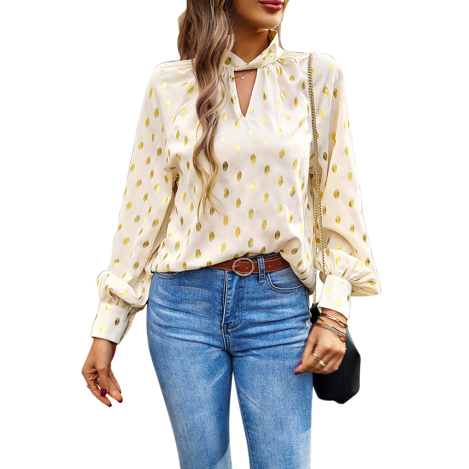 Bloggerlove Camicia Donna A Maniche Lunghe Girocollo - Casual Chic In Cotone E Spandex (Taglie S-XL) Con Tasche - 3