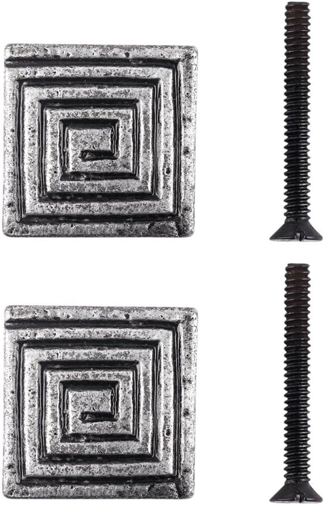 Renovators Supply Manufacturing Square Maze Iron Cabinet Knob Pewter Finish Cabinet Hardware Pack of 2