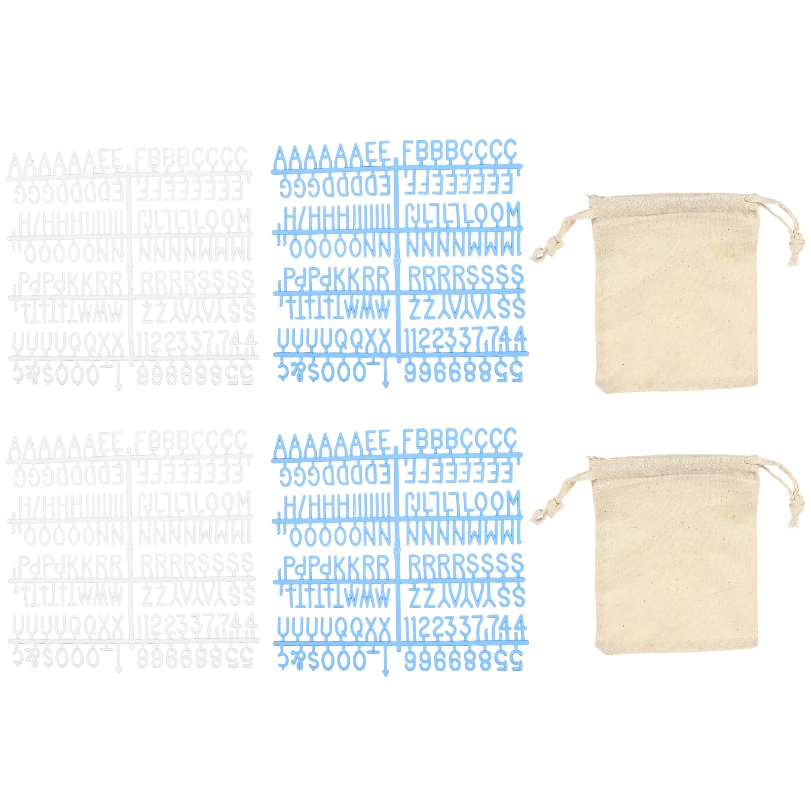PATIKIL 588 Piece Plastic Letters Set for Felt Letter Board, White/Blue Alphabet Message Board Accessories Including Letter Numbers with Restraint Strap for Cafe, Wedding, Birthday