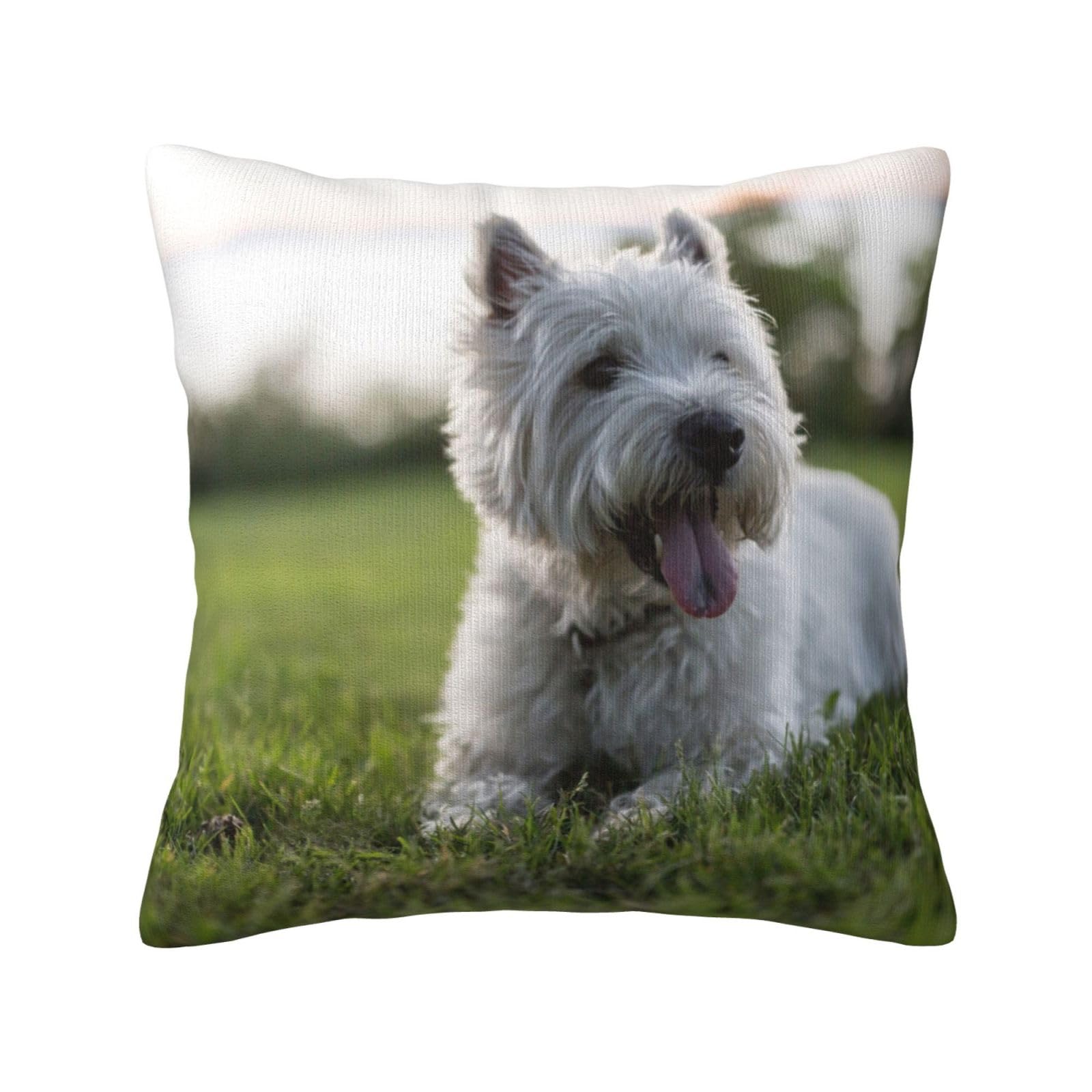 Eboscujw As Picture Westie Lawn West Highland White Terrier Dogs, Pillow Cover Decorative Throw Pillowcase Soft Polyester Cushion Covers 45X45 Cm