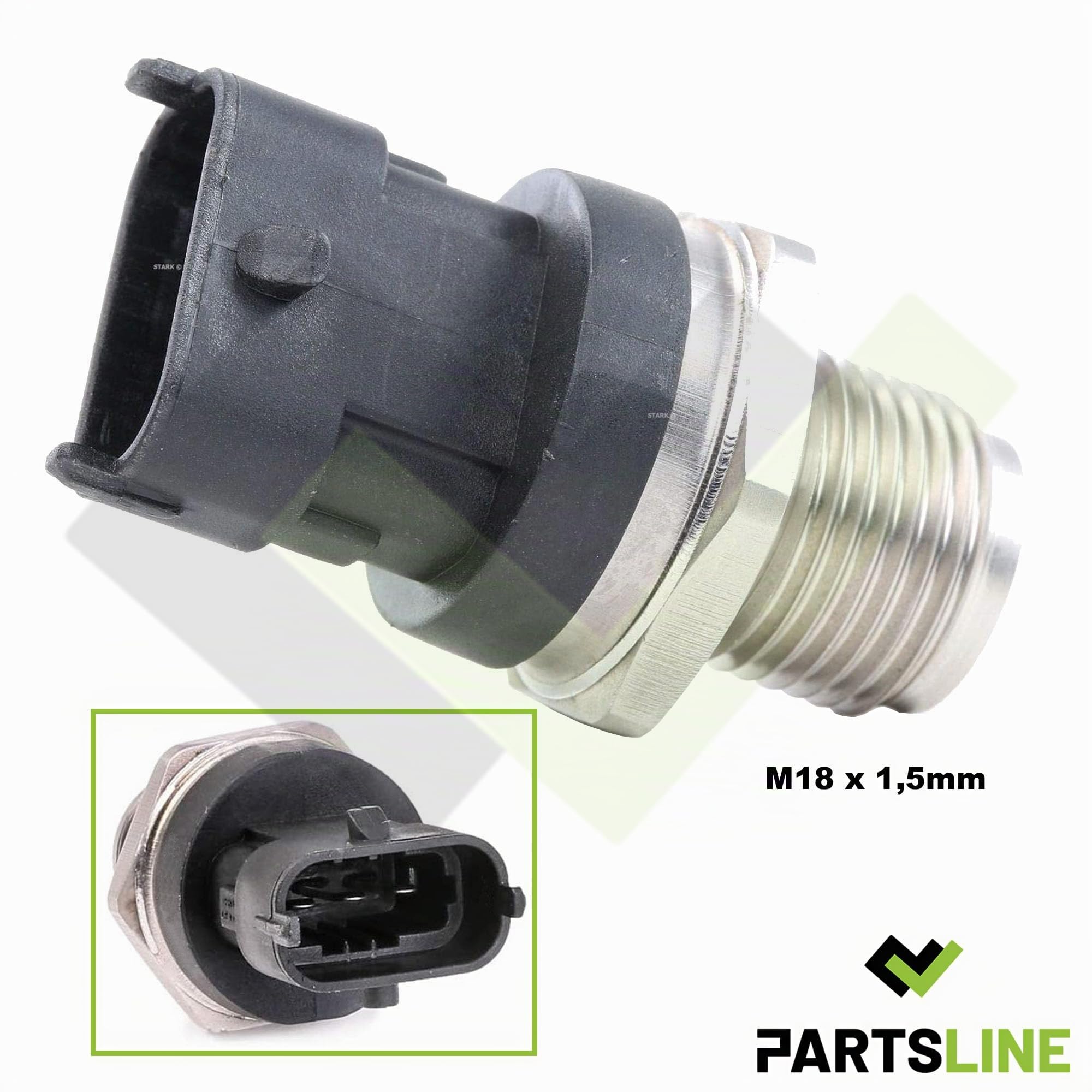 Partsline Capteur de Pression Carburant compatible avec Alfa 147 156 | Pour rampe d'injection Common Rail. Moteurs 1.9 JTD, 2.2/2.5 dCi et 2.5 CRDi. Aussi compatible avec Doblo et Master II
