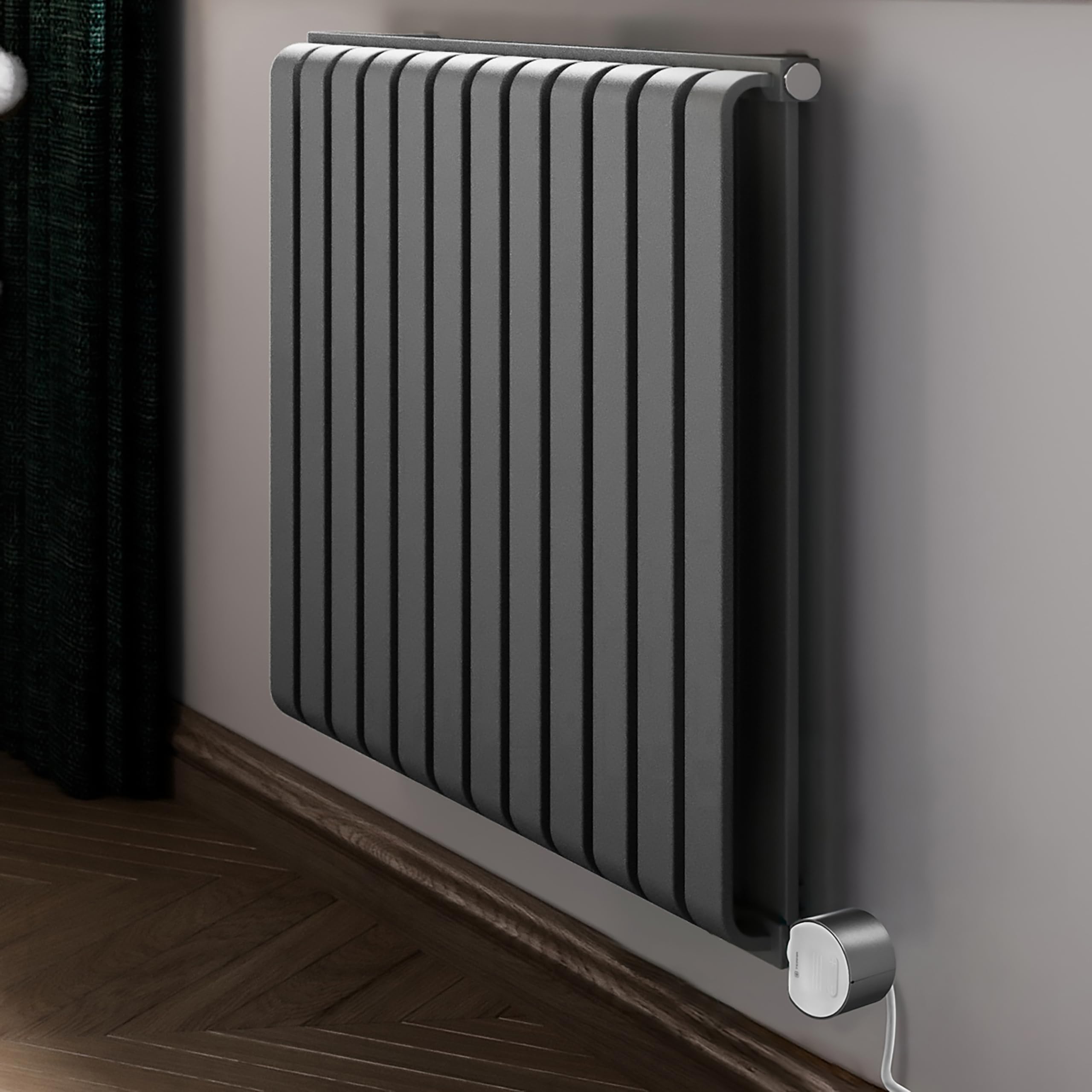 Terma Electric Radiator (Wifi), Warp Room E, 630h x 785w(mm), 0.8 kw, Salt n Pepper Grey