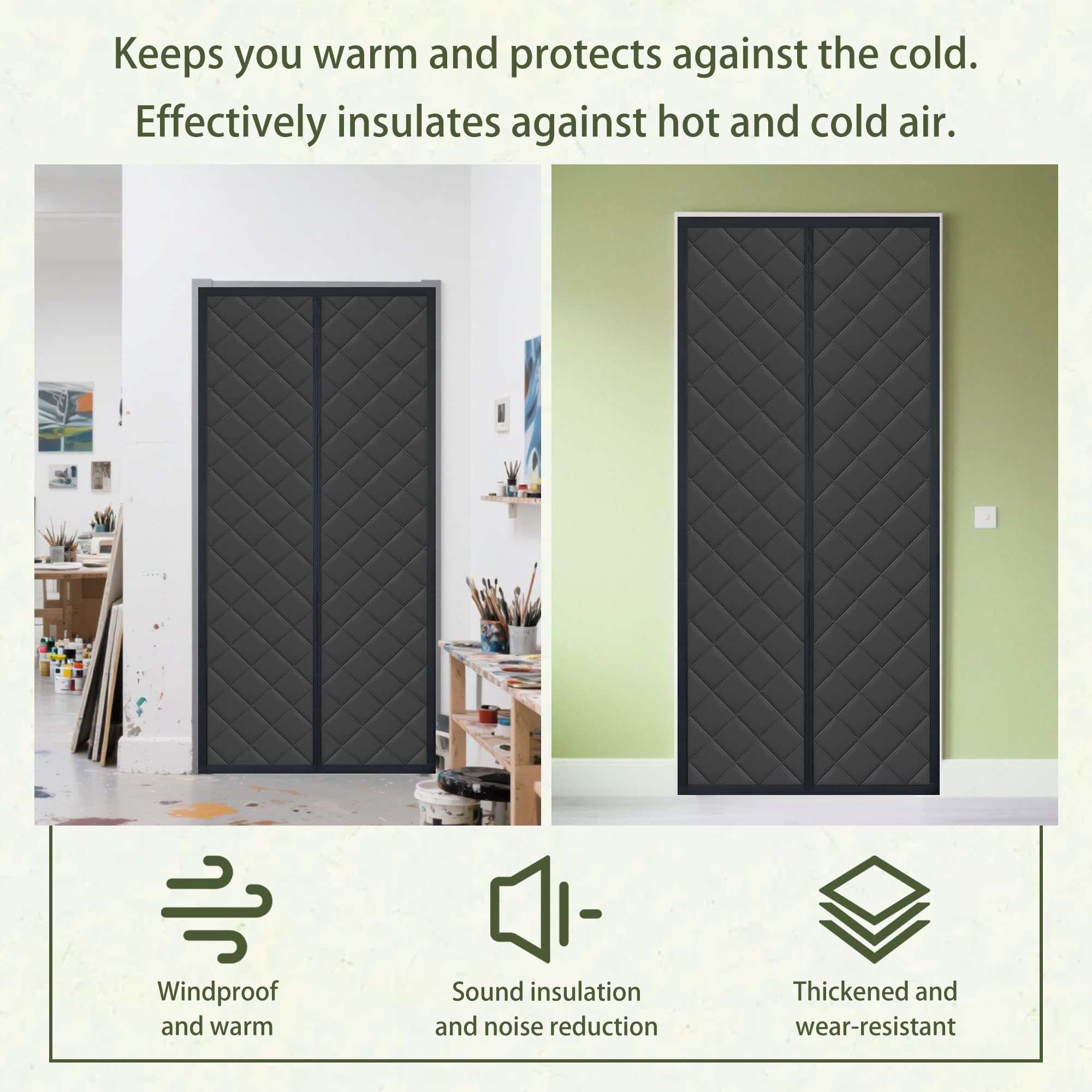 Tenda Magnetica per Porta 84 x 221 cm Isolata Termica, Antivento e a Risparmio Energetico Tenda Termica Isolante Freddo Adatta Porte Scorrevoli in Vetro, Nero