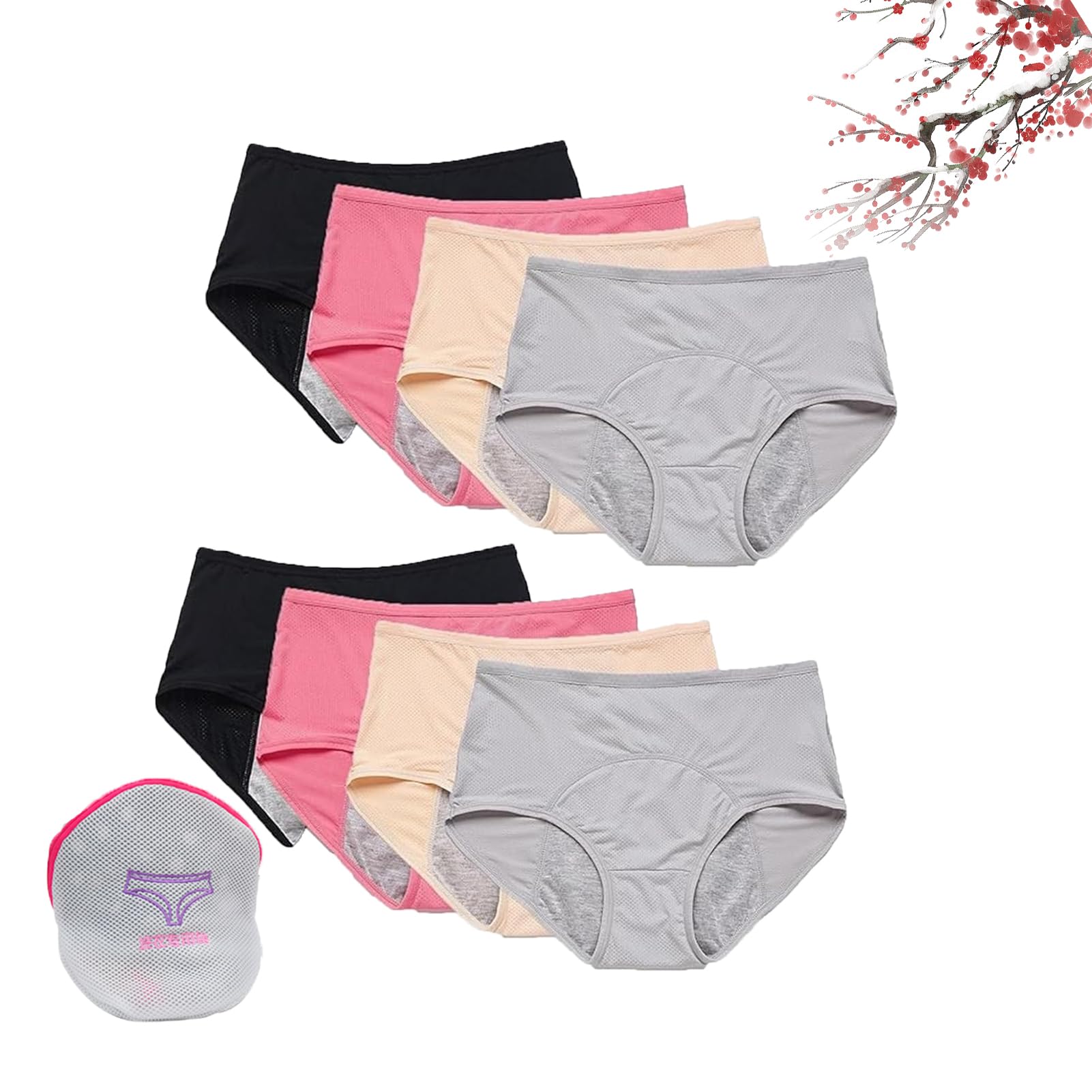Hopasrisee Women's 8Pcs-J Everdries Leakproof Underwear, Everdries Leakproof Panties For Over 60 Incontinence, Plus Size Briefs (,2Xl)