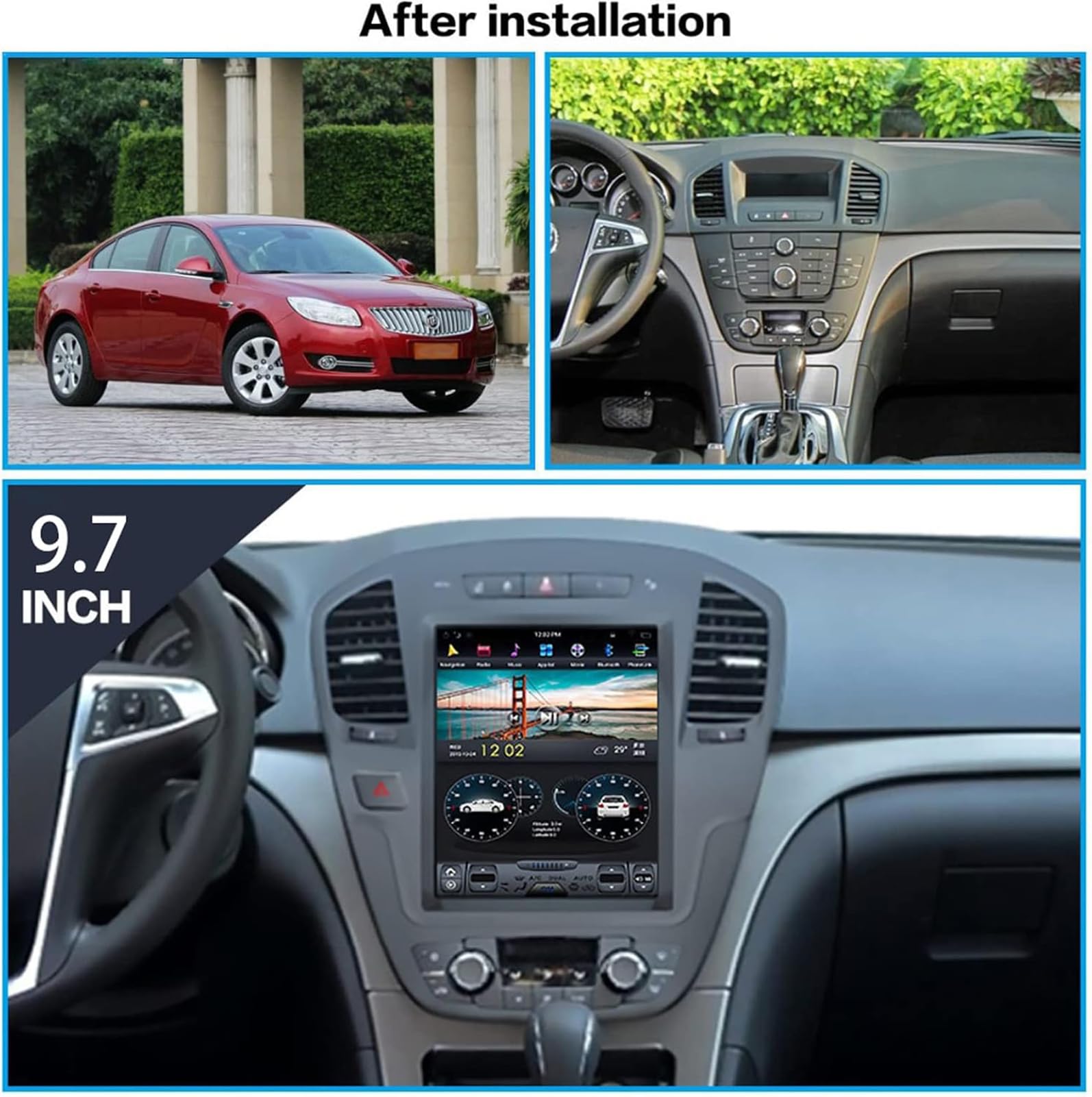 genérico Autorradio con Bluetooth, navegación GPS y Android 15 para Opel Insignia/Buick Regal 2009-2013. Pantalla táctil de 9,7 Pulgadas. Plug & Play. Soporte Completo para RCA. WiFi. Controles en el