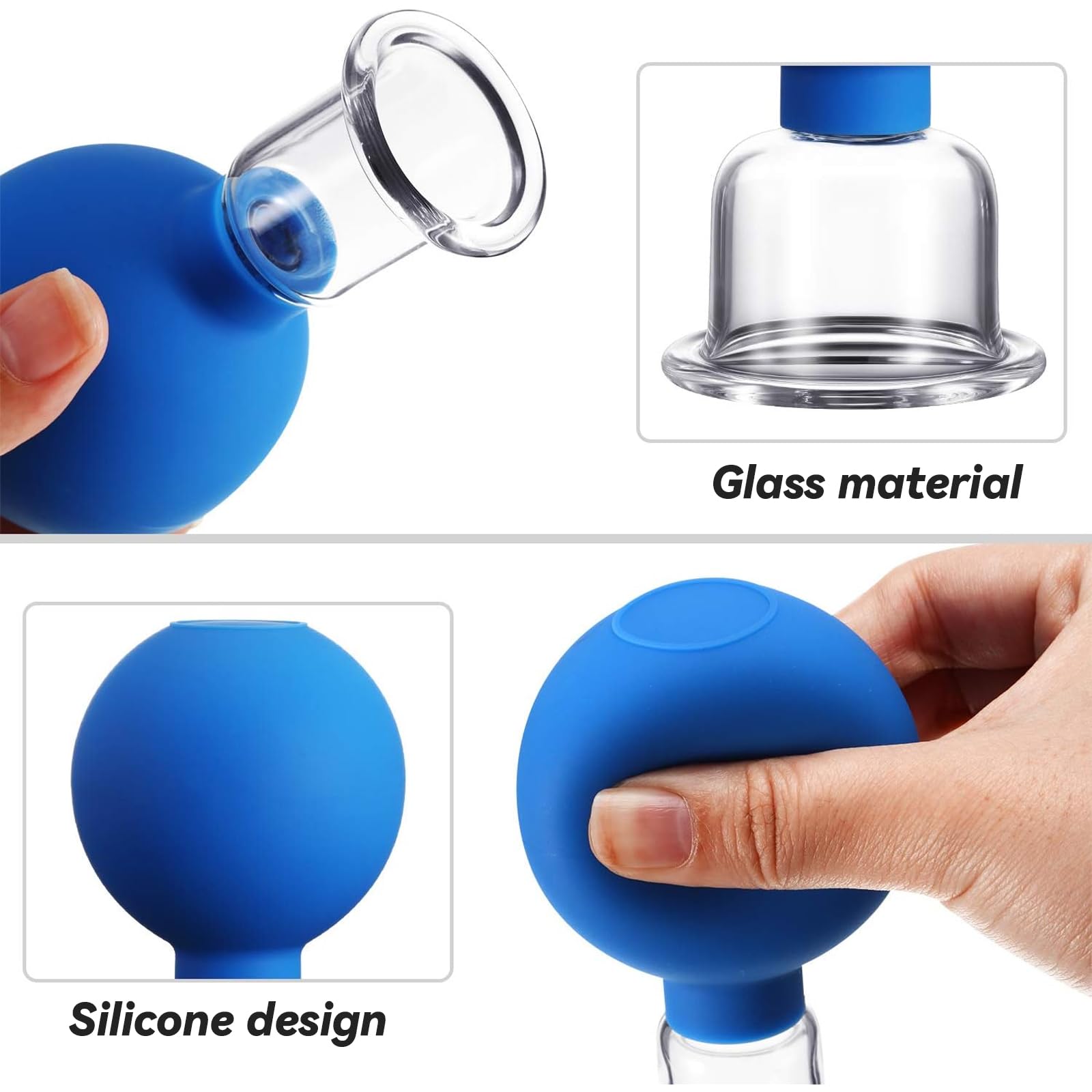 Cupping Set,4 Stück Kunststoff Schröpfgläser mit Saugball, Facial Cupping Set Schröpfen mit starker Saugleistung Massage Hautpflege Werkzeug für jede Körperstelle Schröpfset Kleines Gesicht Schröpfge