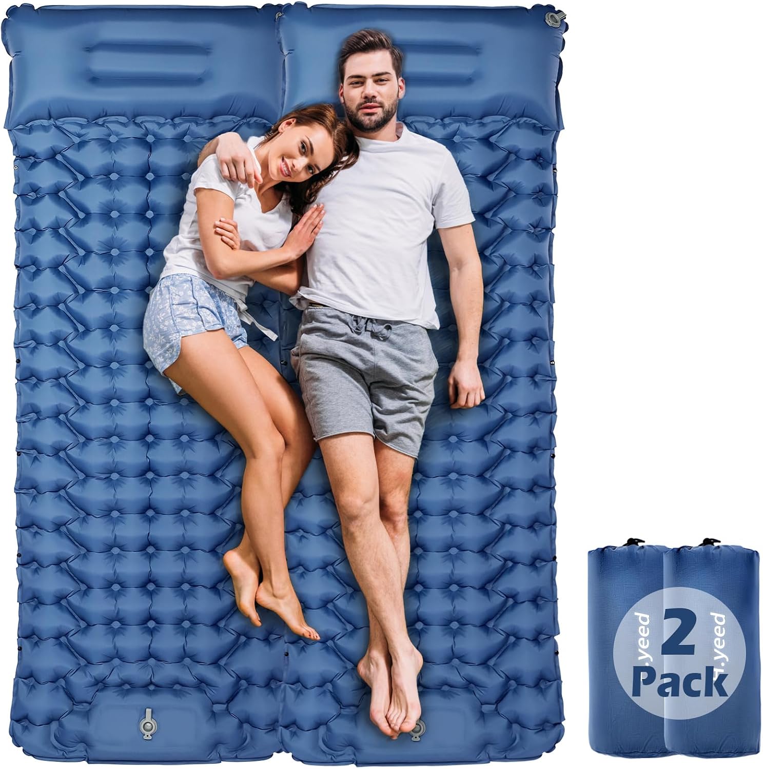 Caskunbsy Tapis De Camping Matelas Gonflable Auto-Gonflant 2 Personnes Vert - Léger Et Confortable