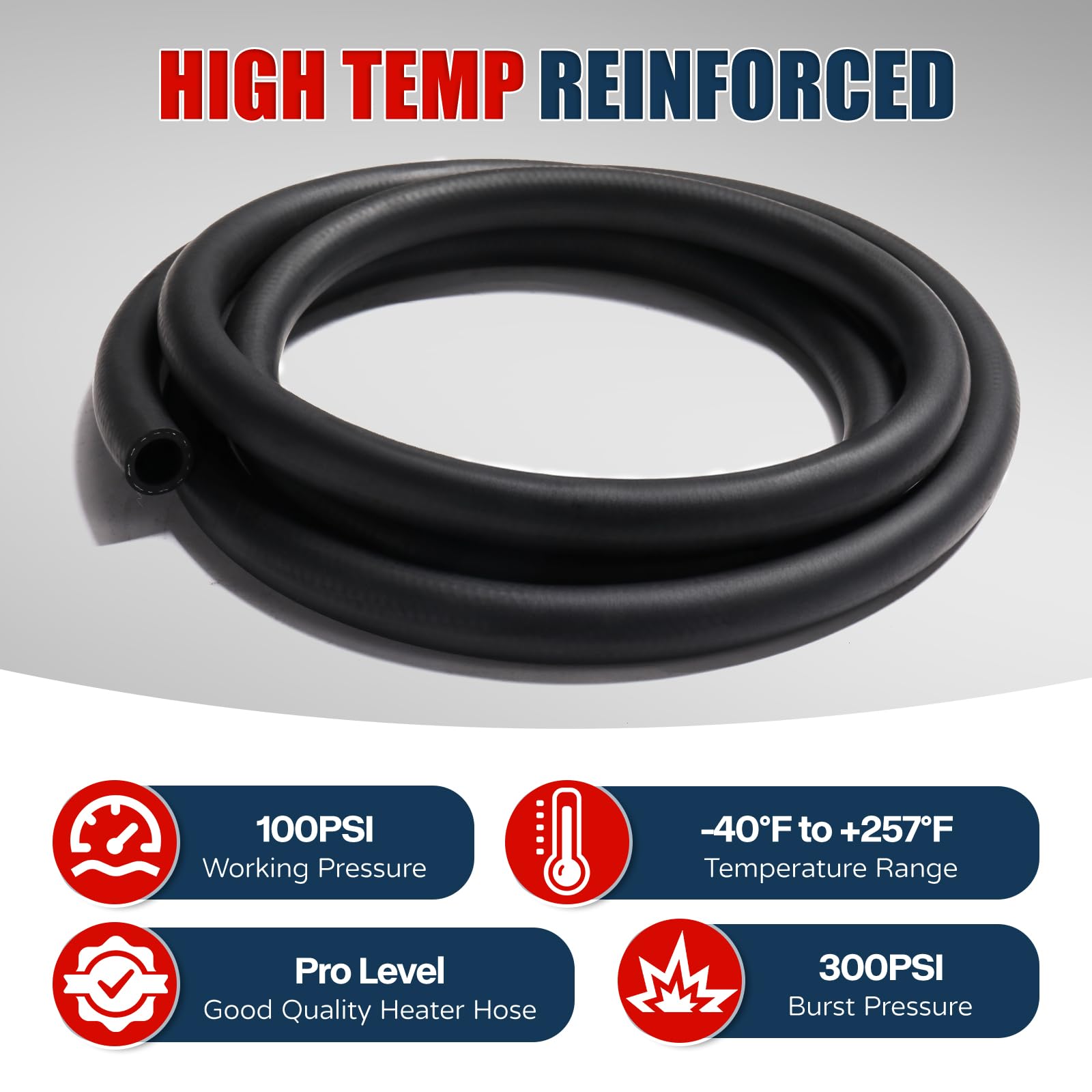 Straight Heater Hose Coolant Radiator With 10 Hose Clamps
