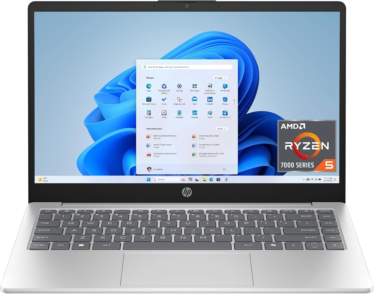 HP 14 inch Laptop, HD Touchscreen Display, AMD Ryzen 5 7520U, 8 GB RAM, 512 GB SSD, AMD Radeon Graphics, Windows 11 Home, Natural Silver, 14-em0499nr HP 14 inch Laptop, HD Touchscreen Display, AMD Ryzen 5 7520U, 8 GB RAM, 512 GB SSD, AMD Radeon Graphics, Windows 11 Home, Natural Silver, 14-em0499nr