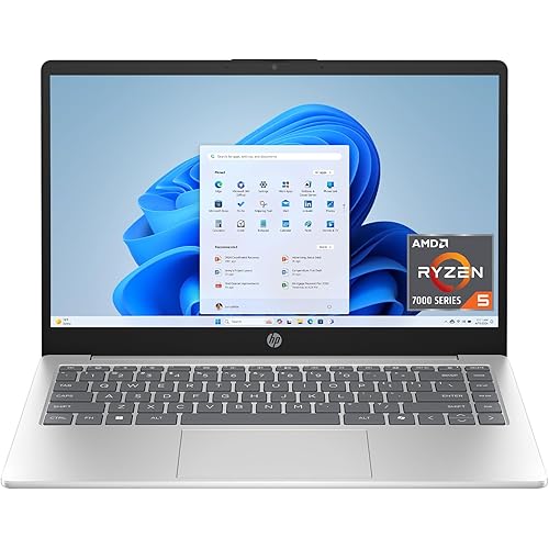 HP 14 inch Laptop, HD Touchscreen Display, AMD Ryzen 5 7520U, 8 GB RAM, 512 GB SSD, AMD Radeon Graphics, Windows 11 Home, Natural Silver, 14-em0499nr