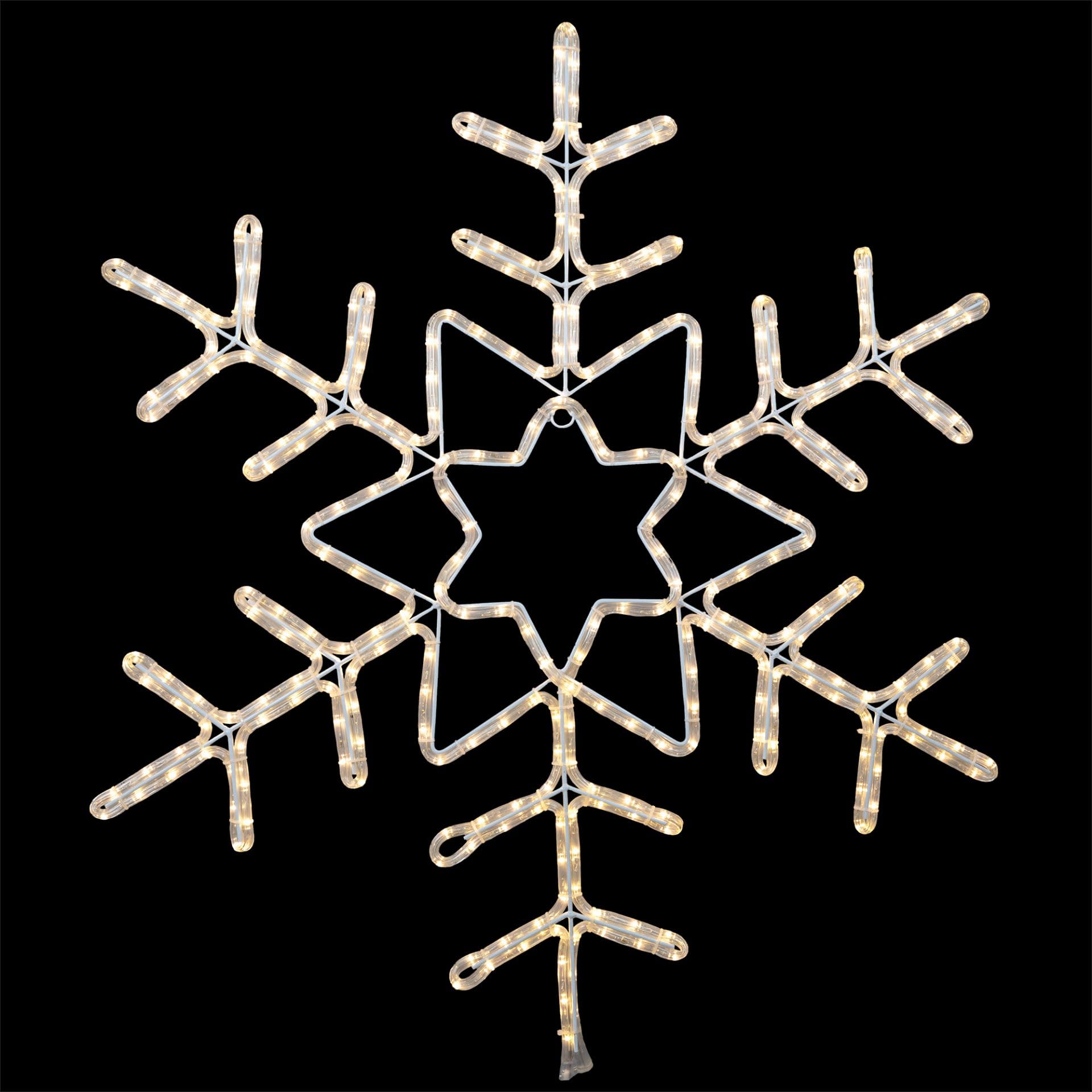 Novelty Lights 36 Inch Warm White LED Snowflake Lights with 5-Ft Power Cord and Hanging Ring, Durable Frame for Windows, Doors, Porches, Trees