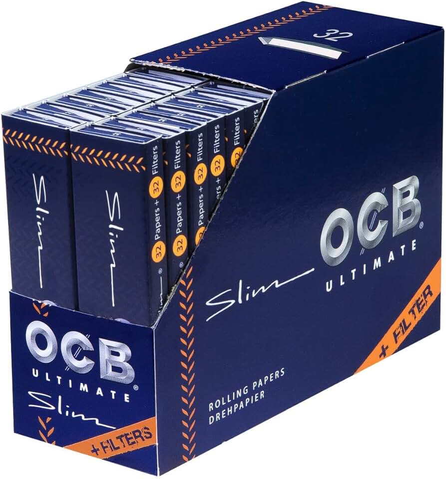 OCB Ultimate Slim Rolling Papers with Filter Tips 32 Booklets x 32