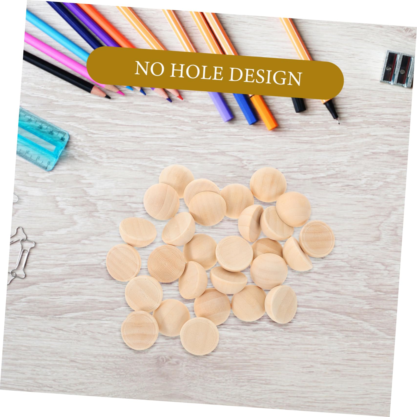Lurrose 300pezzi Half Wooden Beads Unfinished Craft for Jewelry Making Natural Wood Hemisphere Beads for Bracelets Necklaces and Home Decor