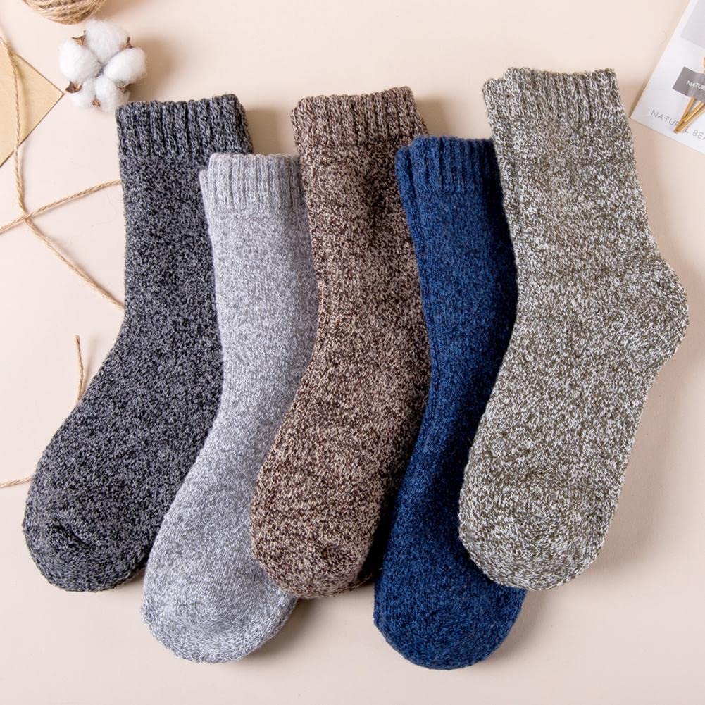 Yoicy Think - Calcetines de lana merino para hombre, cálidos, suaves, térmicos, transpirables, pesados, casuales, para clima frío, talla 6-11