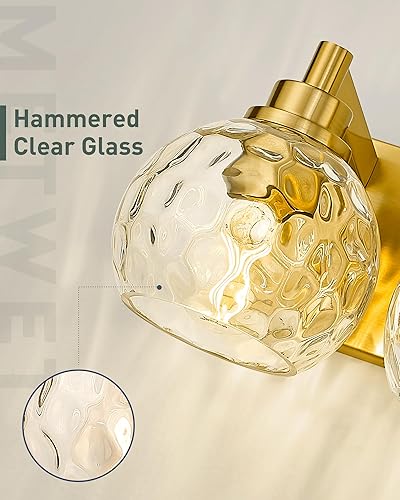 Miniatura 120 de VL195-GD-3 - Lámpara de tocador de baño de 3 luces de oro cepillado, apliques de pared modernos con pantalla de globo de vidrio transparente, luces