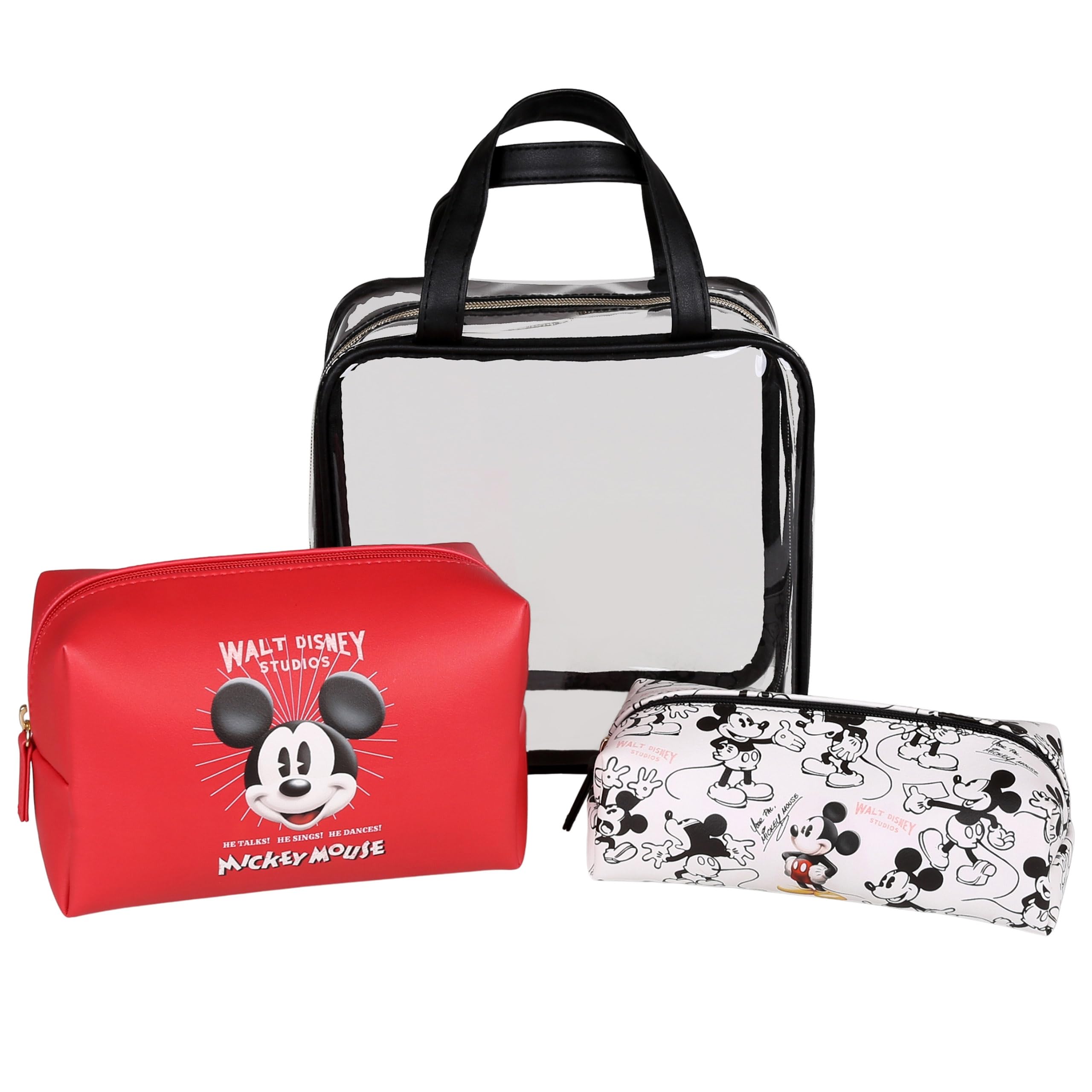 Juego de bolsas de inodoro con cremallera Mickey Mouse Red con blanco, 3 unidades, diferentes tamaños, Rosa 1, 543786