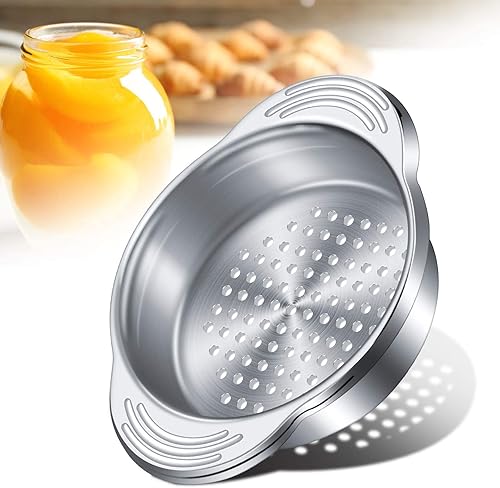 Miniatura 7 de Patelai Colador de latas de atún de acero inoxidable, tamiz de alimentos, tapa de prensa de metal, colador de enlatado, filtro de atún para