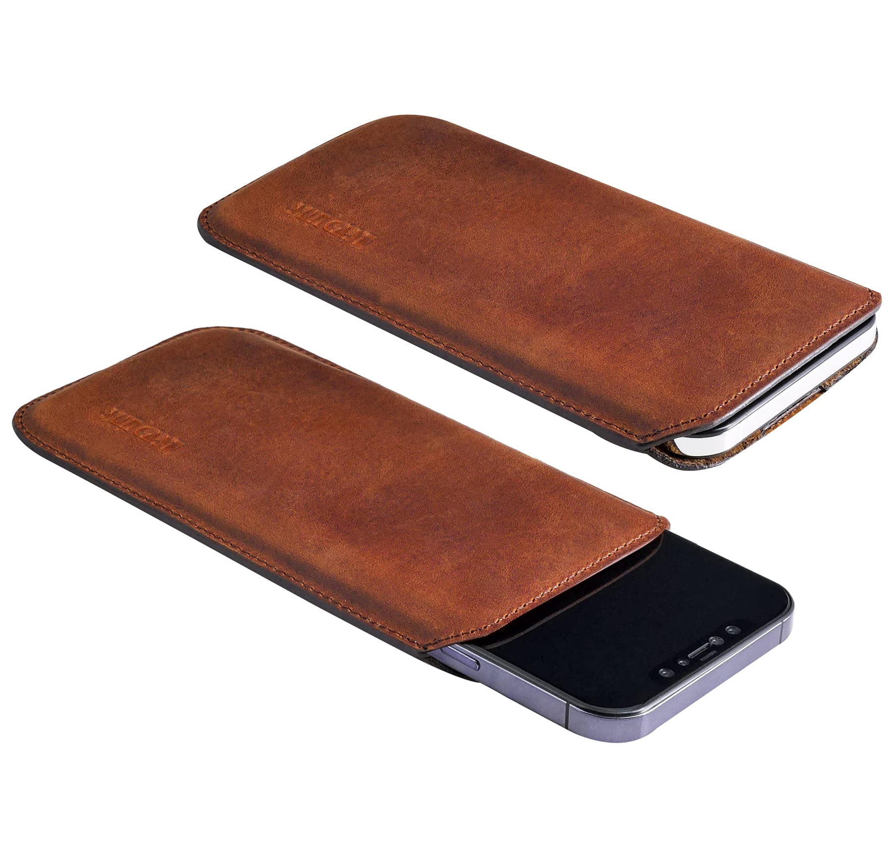 Suncase Custodia per Cellulare Caffè Antico + IN Silicone