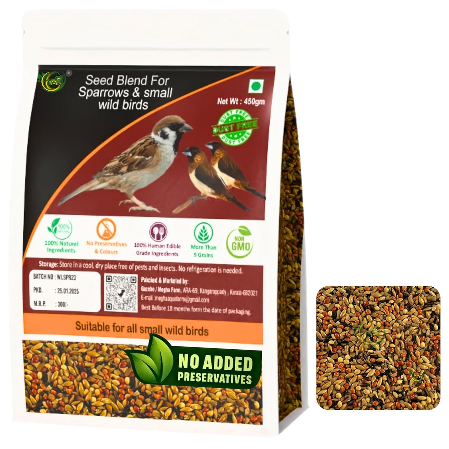 Bird Food for All Small Bird Birds 900 Gram Feed for Wild Sparrows,Finches Budgies, Munias Pack of 1