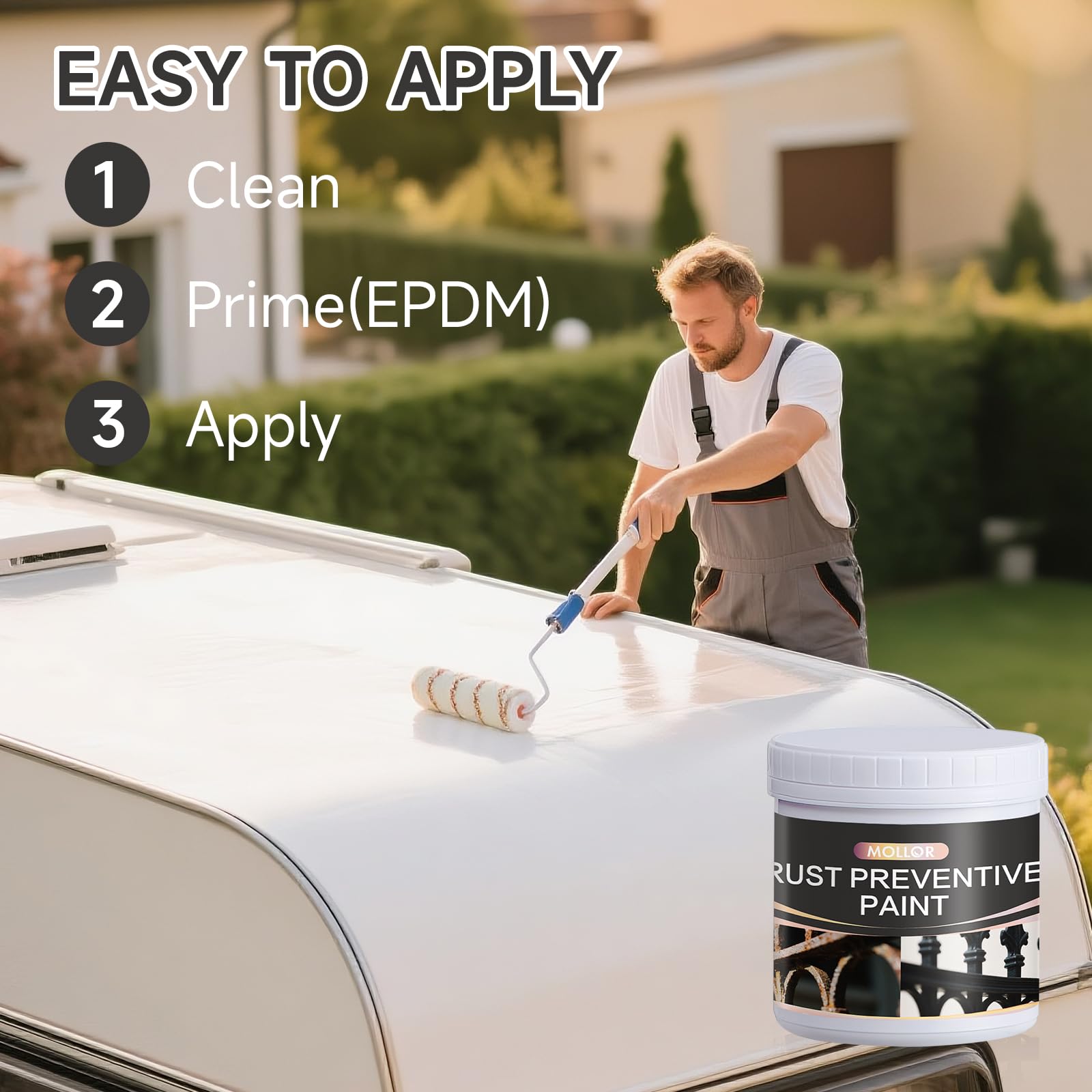 2-in-1 Convertitore di ruggine & Primer per metallo, 1 kg, bianco, protezione antiruggine per metallo, ultra rimozione della ruggine e sigillatura per auto, rivestimento antiruggine a lunga