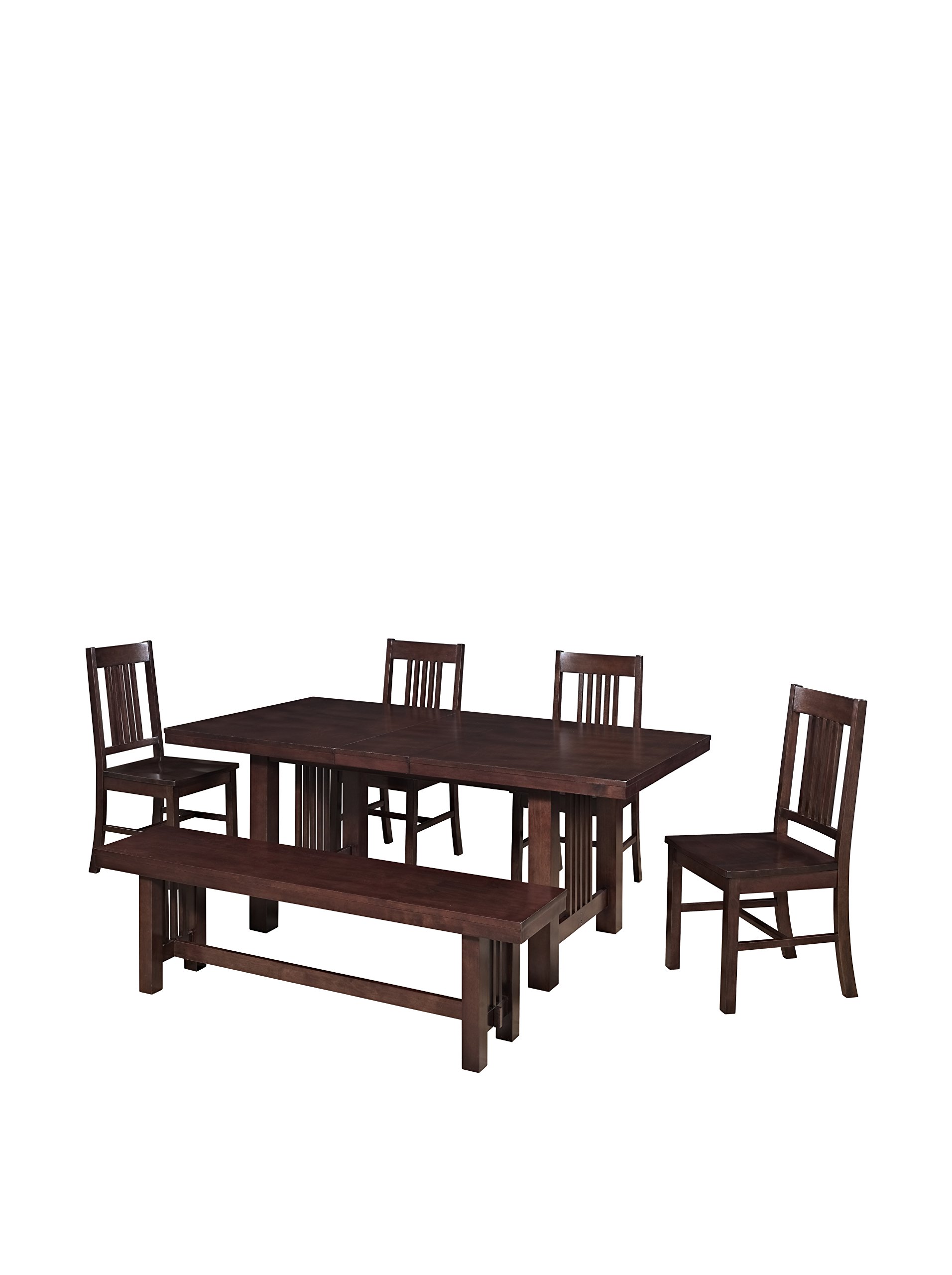 6-Piece Solid Wood Dining Set, Cappuccino