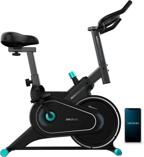 🔥 Cecotec Indoor Exercise Bike with APP Drumfit Indoor 4000 Magnetic Connected. Magnetic Resistance with Flywheel 4 kg, Manually Adjustable Resistance, Transport Wheels, Maximum Weight 120 kg