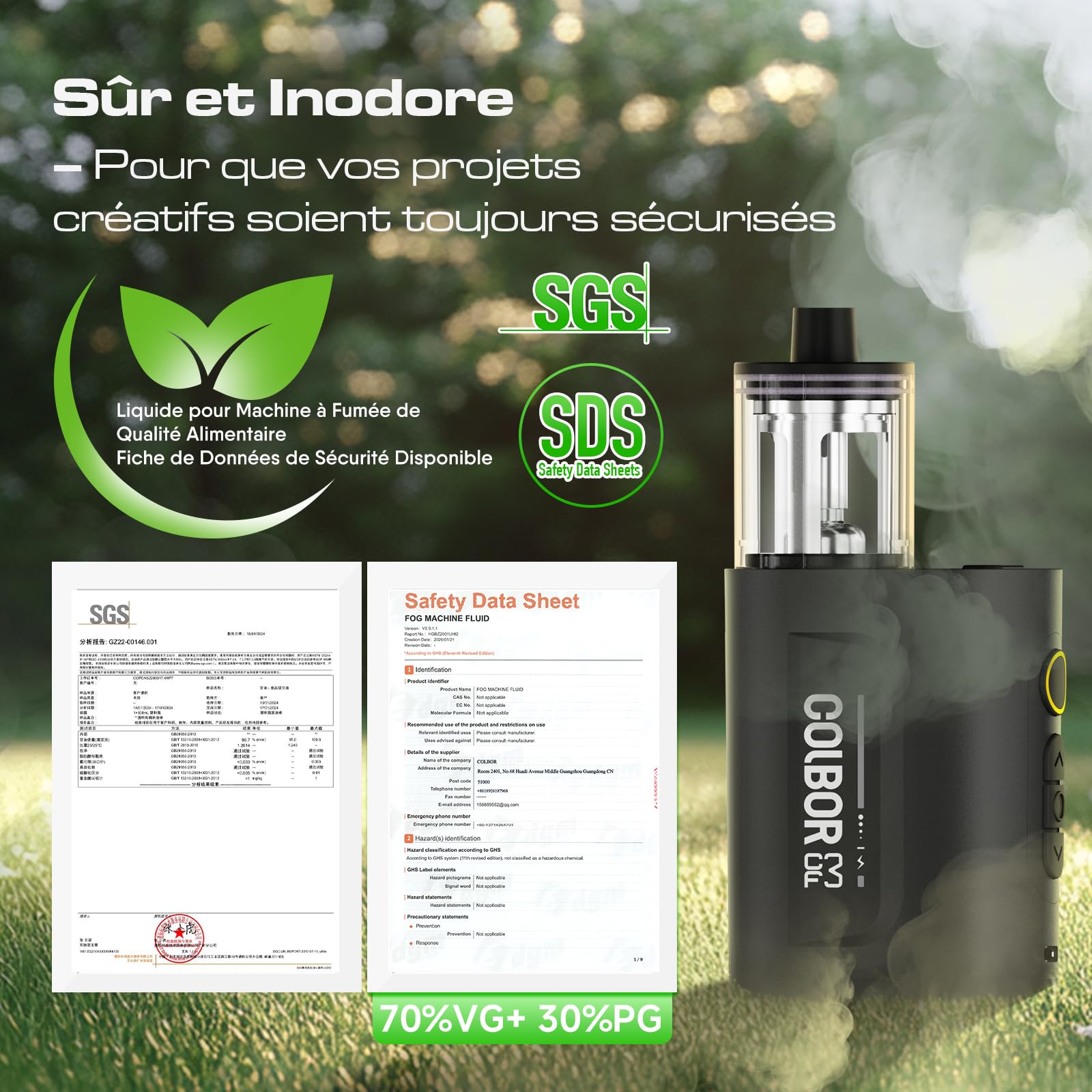 COLBOR CF3 Machine à Fumée Portable pour Photo et Vidéo avec Télécommande | 5 Niveaux d'intensité Réglables, Ventilateur USB inclus pour Diffuser Rapidement la Fumée, Idéal pour Portraits et Cosplay