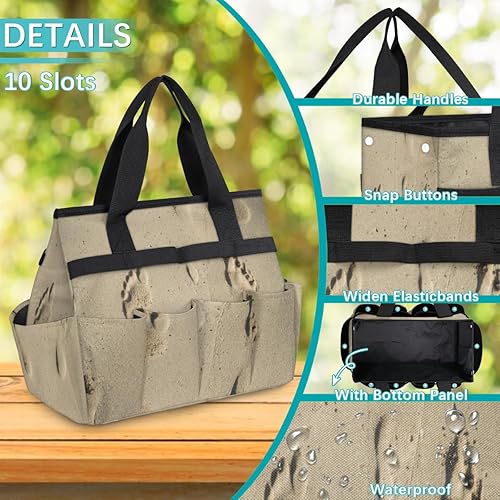 Miniatura 5 de Bolsa de mano para herramientas de jardín de huellas para mujeres y hombres, bolsas de almacenamiento de herramientas de jardinería con 10