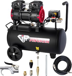 8 Gallon Ultra Quiet Air Compressor, 2HP 4.2CFM, Max 120 PSI Oil-Free Air Compressor Tank, 120V/11A, 68dB for Car Repair, Spray Painting, Woodwork Nailing（With Accessories Kit）