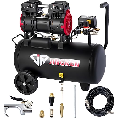 8 Gallon Ultra Quiet Air Compressor, 2HP 4.2CFM, Max 120 PSI Oil-Free Air Compressor Tank, 120V/11A, 68dB for Car Repair, Spray Painting, Woodwork Nailing（With Accessories Kit）